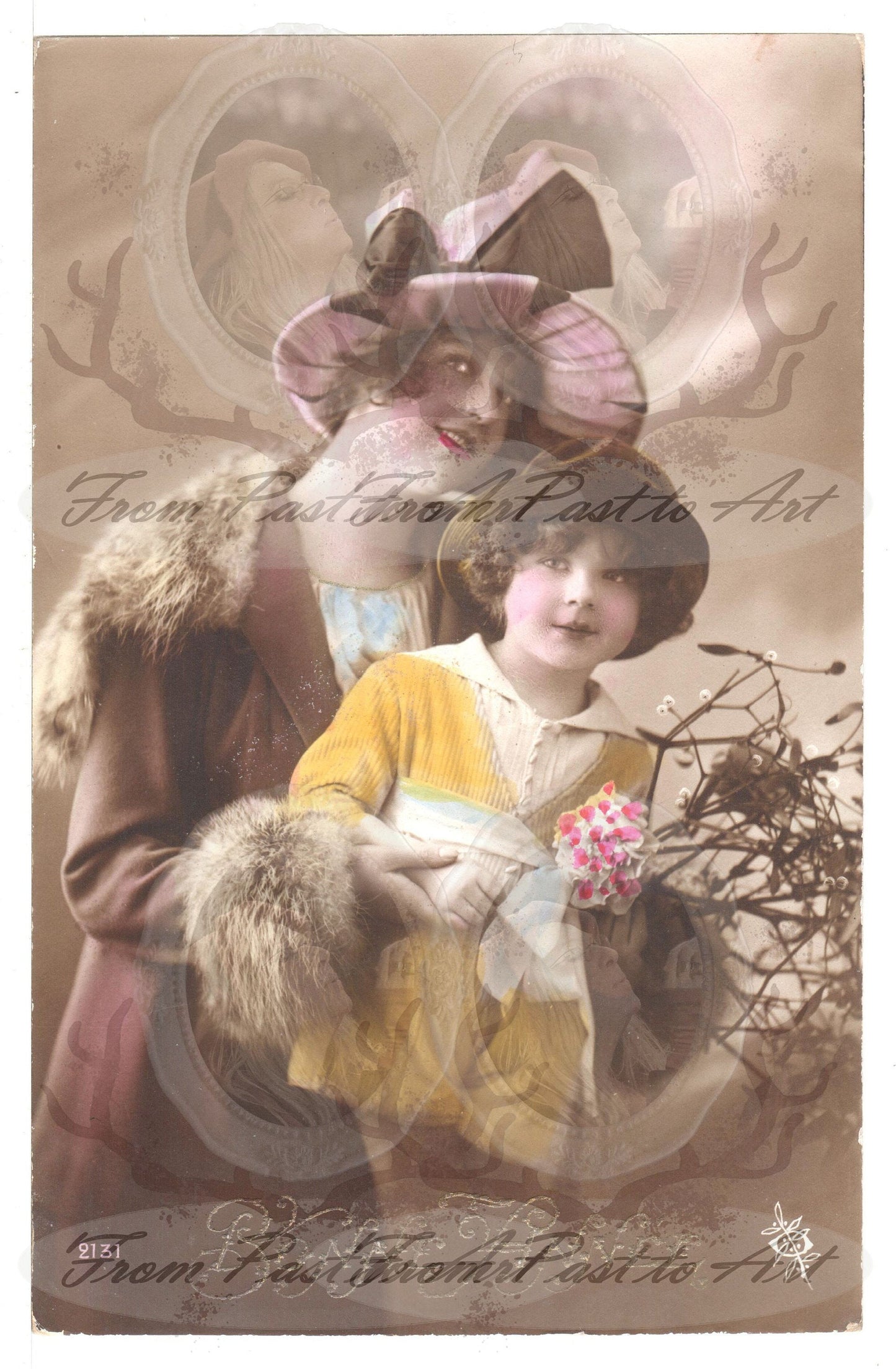 x 8 Authentic Vintage French Postcards - Handwritten Antique - Happy New Year- Holidays - Greetings- Children-600dpi Scans - Out of Collection of more than 400 postcards