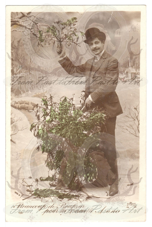 x 8 Authentic Vintage French Postcards - Handwritten Antique - Happy New Year- Holidays - Greetings- Children-600dpi Scans - Out of Collection of more than 400 postcards