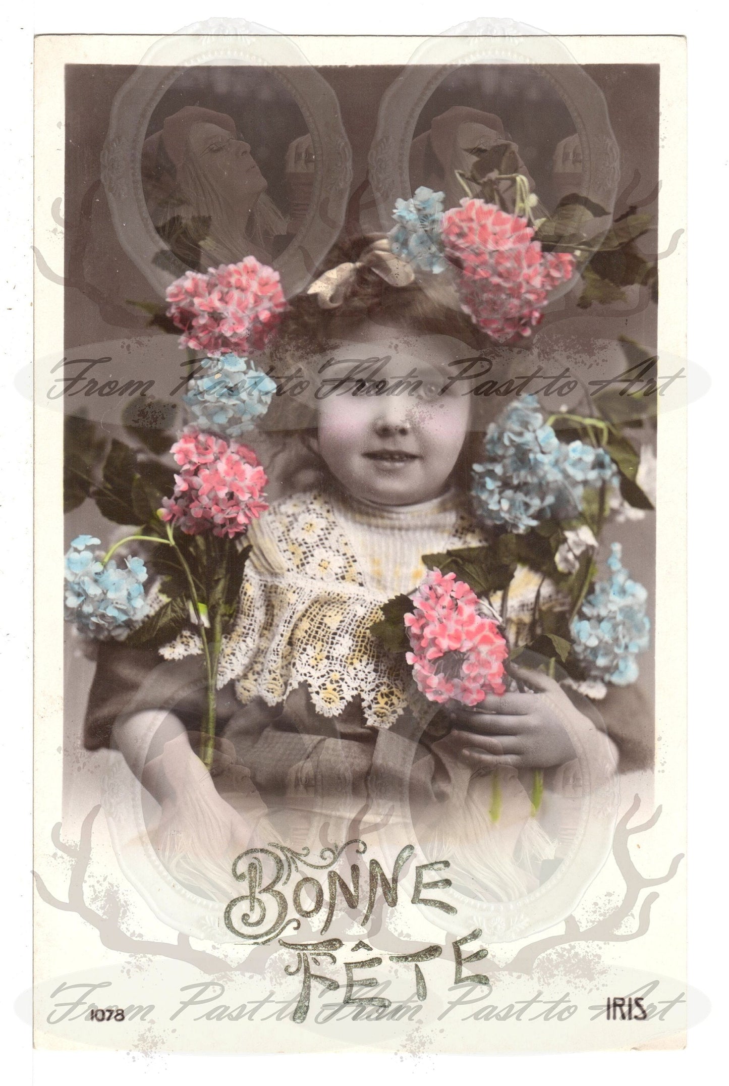 x 8 Authentic Vintage French Postcards - Handwritten Antique - Happy New Year- Holidays - Greetings- Children-600dpi Scans - Out of Collection of more than 400 postcards