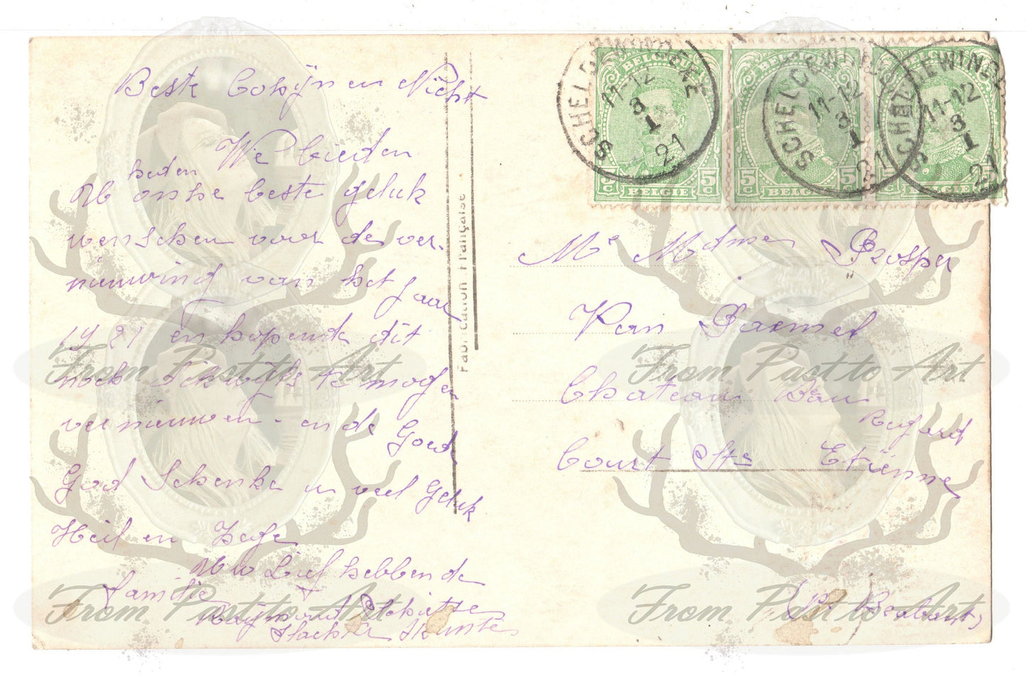 x 8 Authentic Vintage French Postcards - Handwritten Antique - Happy New Year- Holidays - Greetings- Children-600dpi Scans - Out of Collection of more than 400 postcards