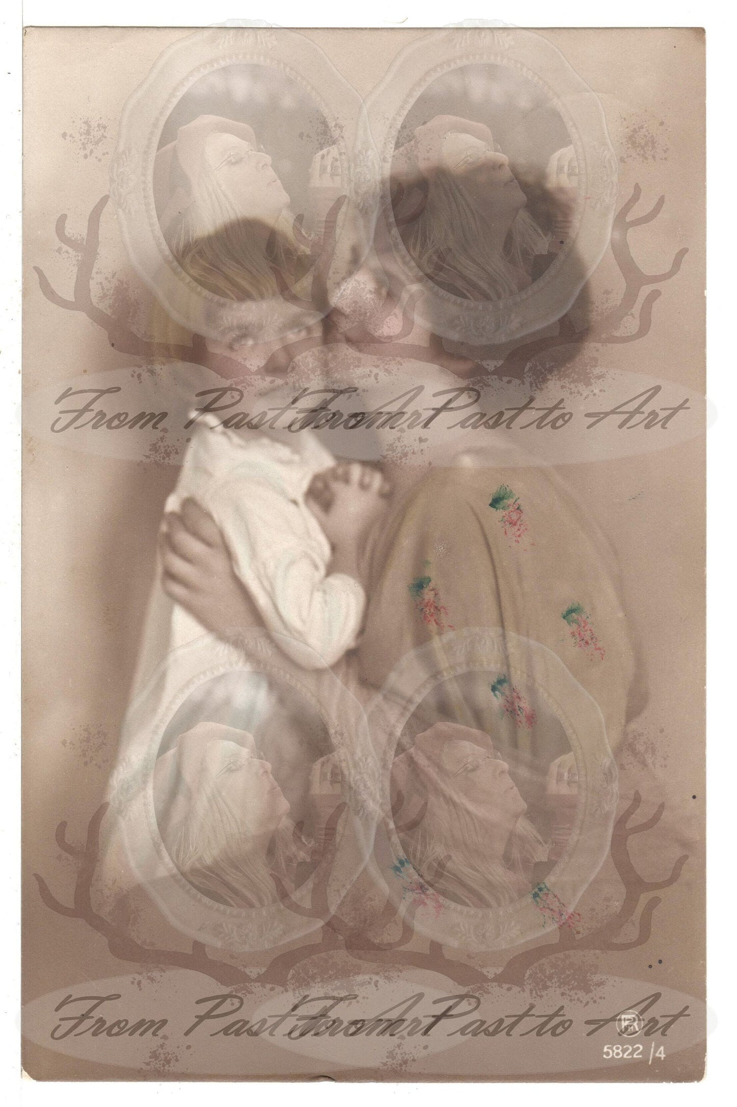 x 8 Authentic Vintage French Postcards - Handwritten Antique - Woman-Children - Edwardian-600dpi Scans - Out of Collection of more than 400 postcards