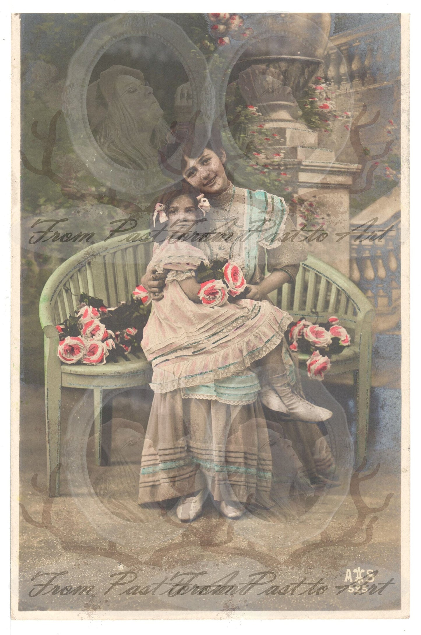x 8 Authentic Vintage French Postcards - Handwritten Antique - Woman-Children - Edwardian-600dpi Scans - Out of Collection of more than 400 postcards