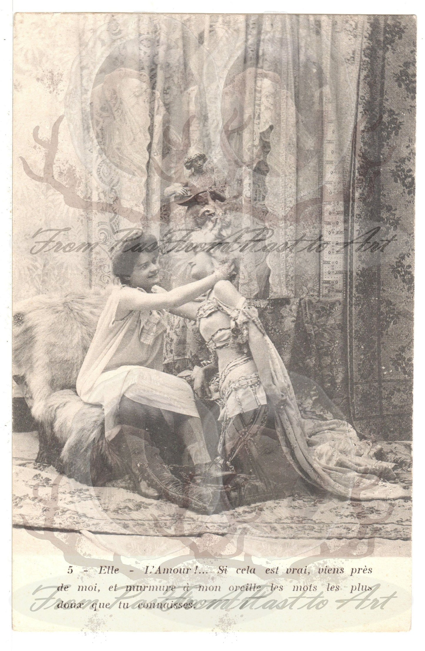 x 8 Authentic Vintage French Postcards - Handwritten Antique - 2 Women- Love-Couples - 600dpi Scans - Out of Collection of more than 400 postcards