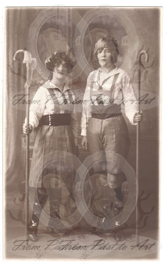x 8 Authentic Vintage French Postcards - Handwritten Antique - 2 Women- Love-Couples - 600dpi Scans - Out of Collection of more than 400 postcards