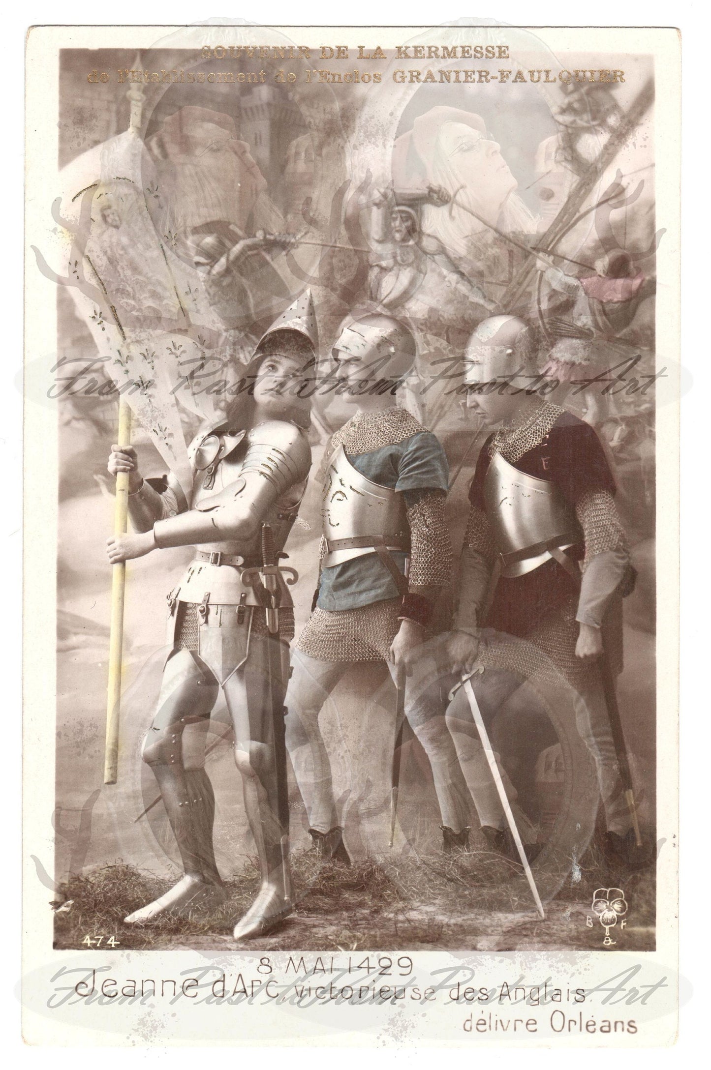 x 8 Authentic Vintage French Postcards - Handwritten Antique - Vive Sainte Marie- Jeanne d'Arc - Women- 600dpi Scans - Out of Collection of more than 400 postcards