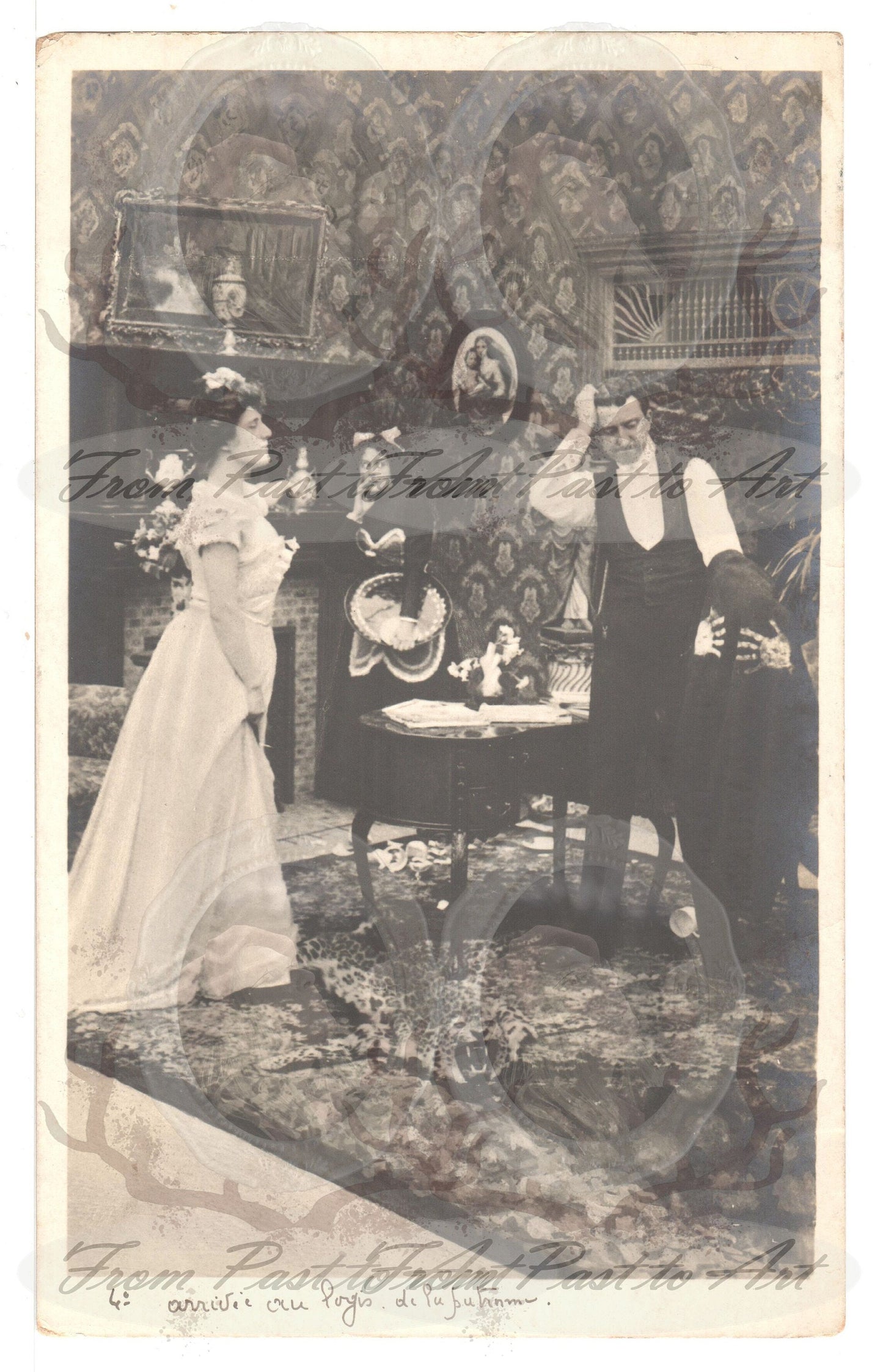 x 7 Authentic Vintage French Postcards - Handwritten Antique - Couple with baby - Occasions - Guests - Wishes 600dpi Scans - Out of Collection of more than 400 postcards