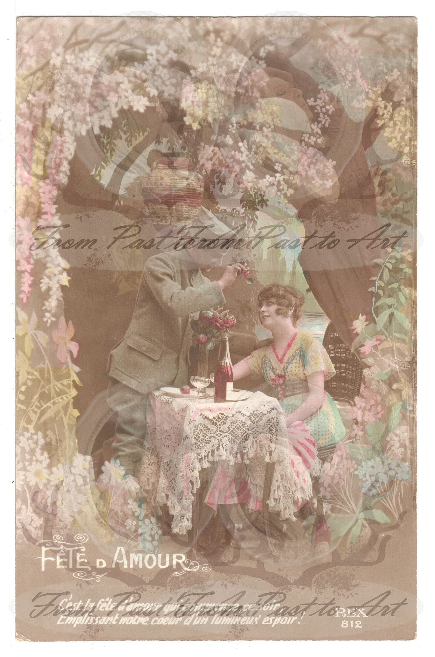 x 8 Authentic Vintage French Postcards - Unused - Valentine Love Couples - 600dpi Scans - Out of Collection of more than 400 postcards