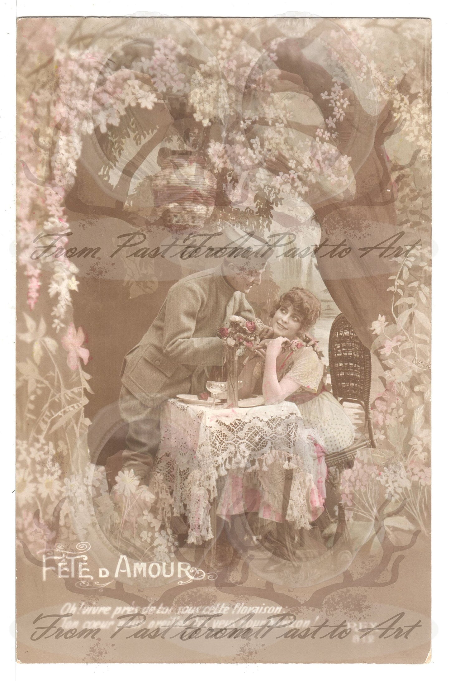x 8 Authentic Vintage French Postcards - Unused - Valentine Love Couples - 600dpi Scans - Out of Collection of more than 400 postcards