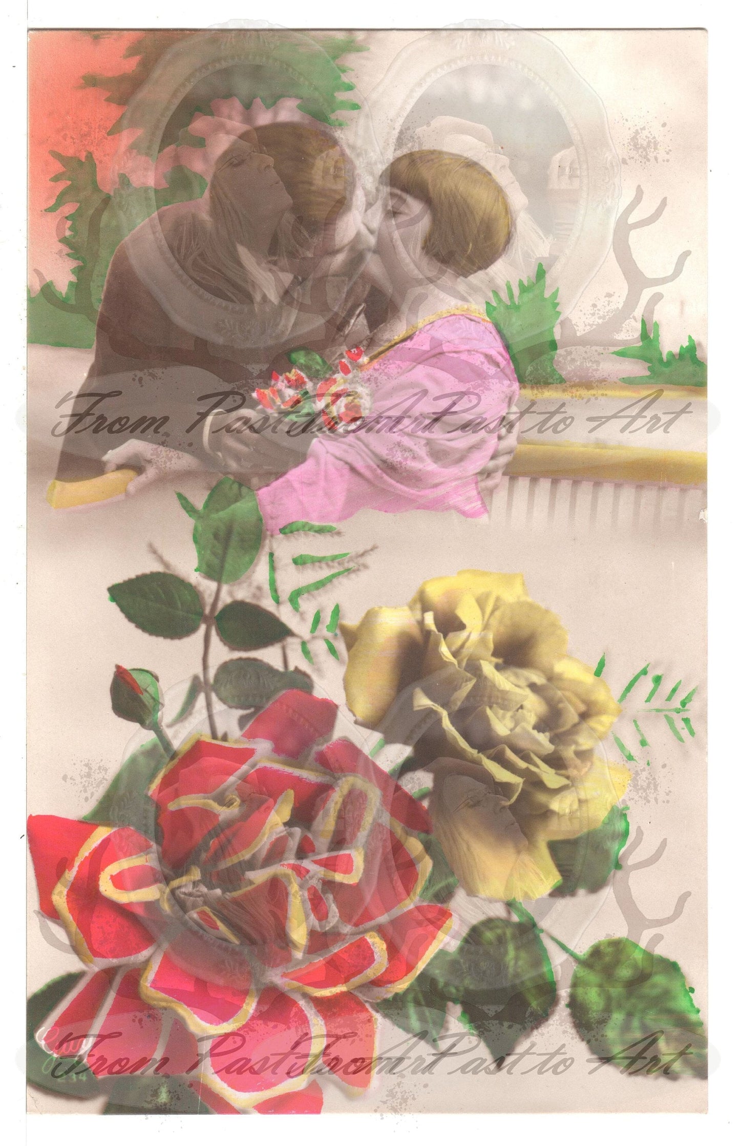 x 8 Authentic Vintage French Postcards - Unused - Valentine Love Couples - 600dpi Scans - Out of Collection of more than 400 postcards
