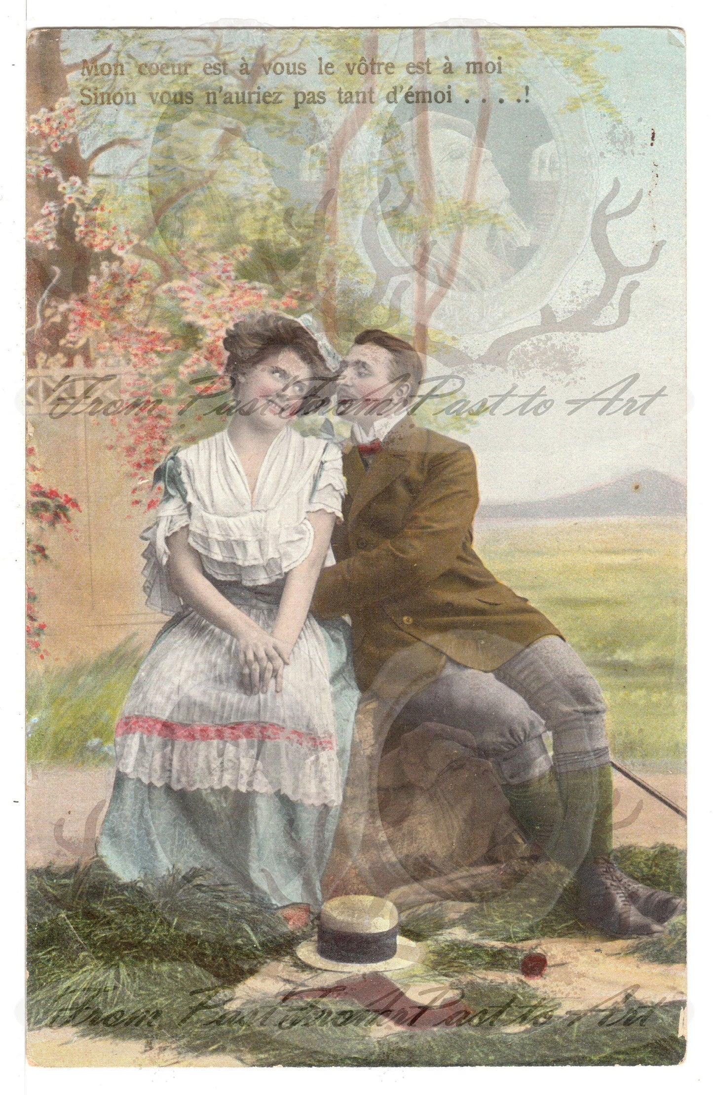 x 8 Authentic Vintage French Postcards - Unused - Valentine Love Couples - 600dpi Scans - Out of Collection of more than 400 postcards