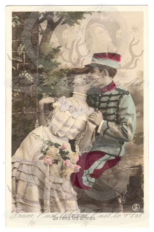 x 8 Authentic Vintage French Postcards - Unused - Valentine Love Couples - 600dpi Scans - Out of Collection of more than 400 postcards