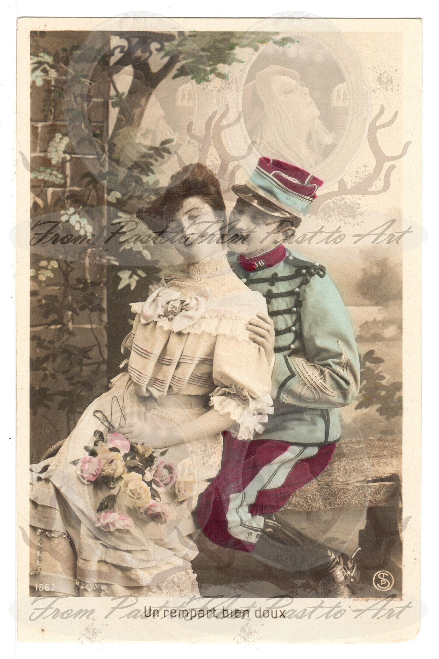 x 8 Authentic Vintage French Postcards - Unused - Valentine Love Couples - 600dpi Scans - Out of Collection of more than 400 postcards