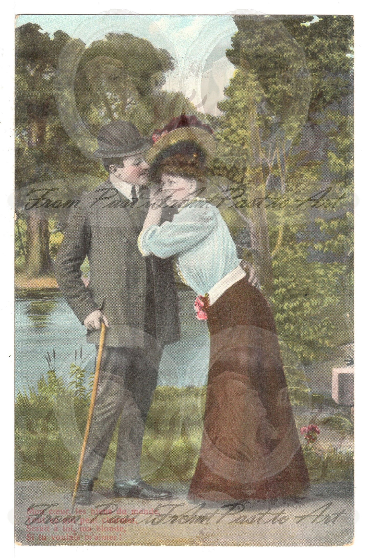 x 8 Authentic Vintage French Postcards - Unused - Valentine Love Couples - 600dpi Scans - Out of Collection of more than 400 postcards