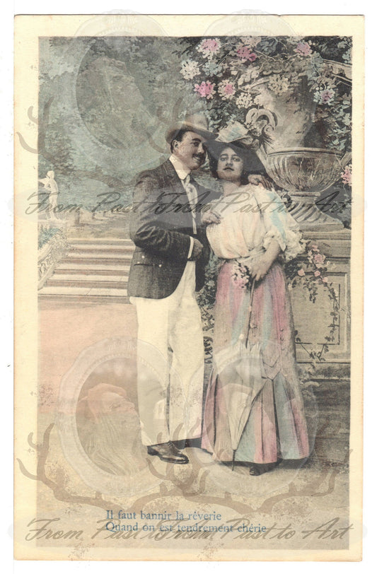 x 8 Authentic Vintage French Postcards - Unused - Valentine Love Couples - 600dpi Scans - Out of Collection of more than 400 postcards