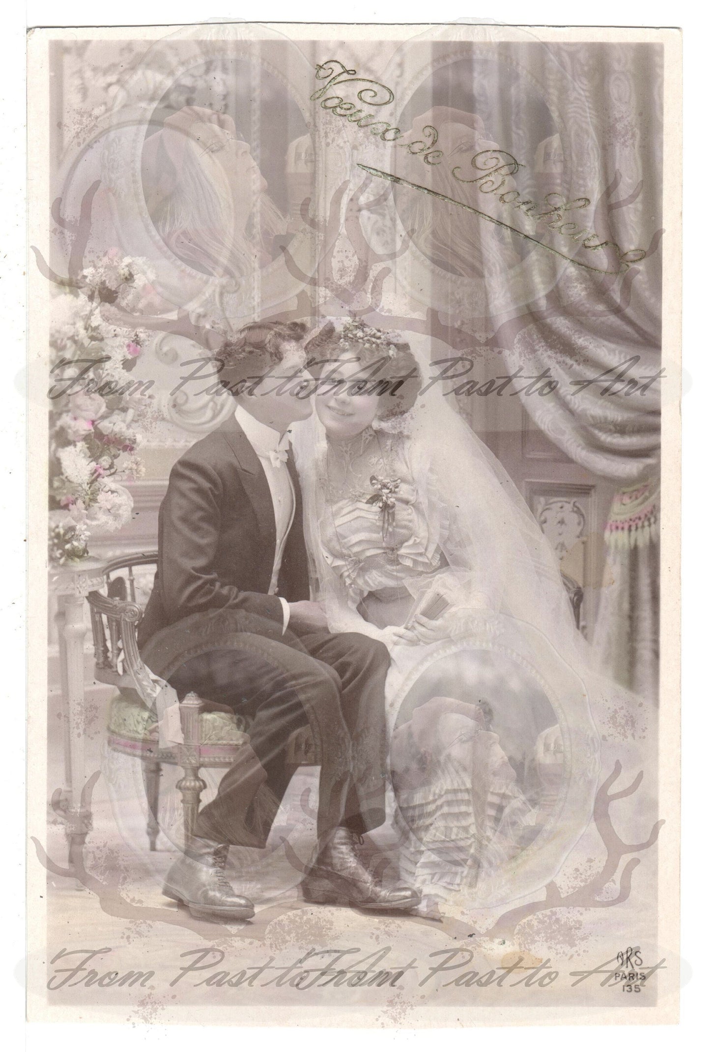 x 8 Authentic Vintage French Postcards - Unused - Valentine Love Couples - 600dpi Scans - Out of Collection of more than 400 postcards