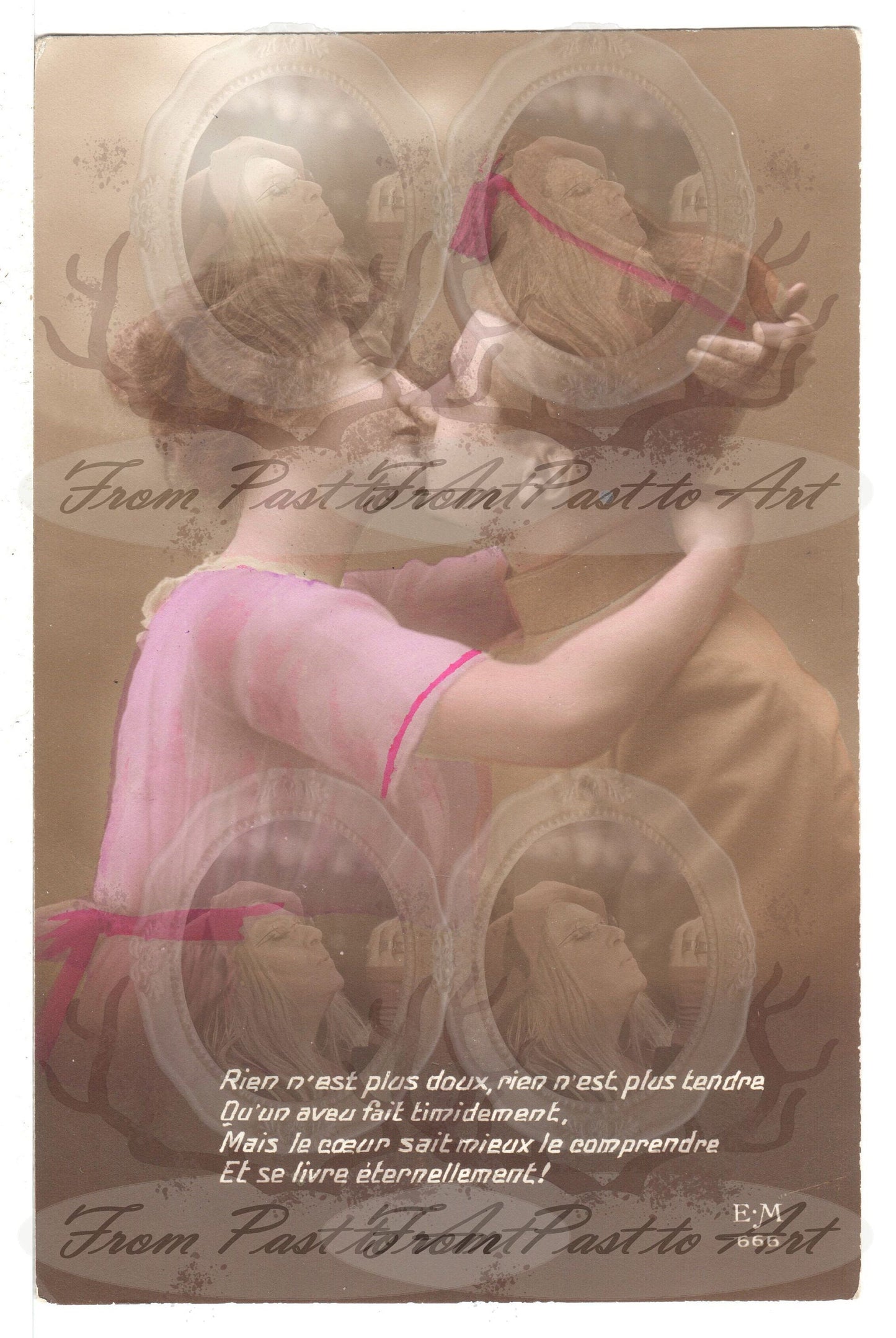 x 8 Authentic Vintage French Postcards - Unused - Valentine Love Couples - 600dpi Scans - Out of Collection of more than 400 postcards