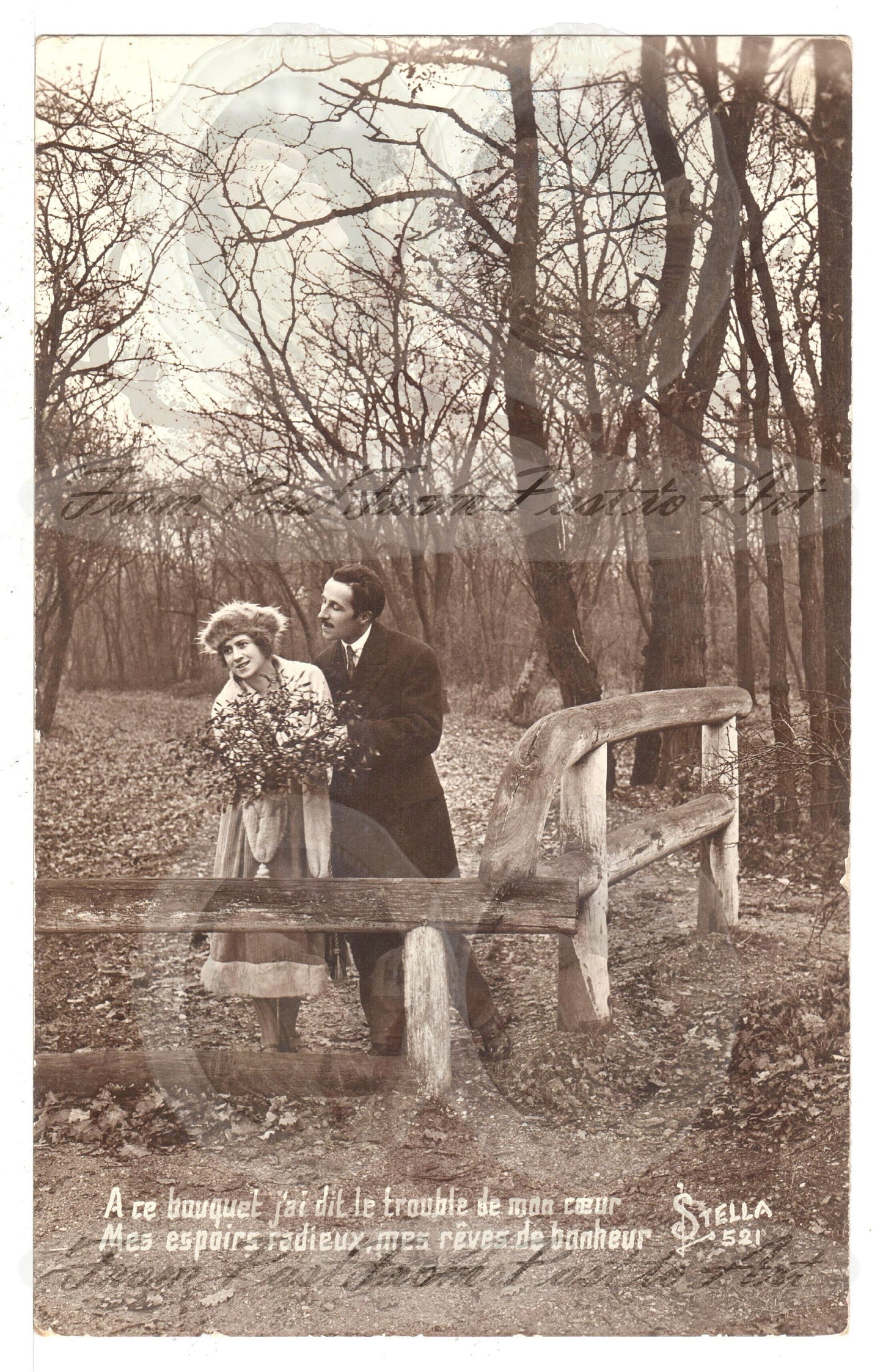 x 8 Authentic Vintage French Postcards - Unused - Valentine Love Couples - 600dpi Scans - Out of Collection of more than 400 postcards