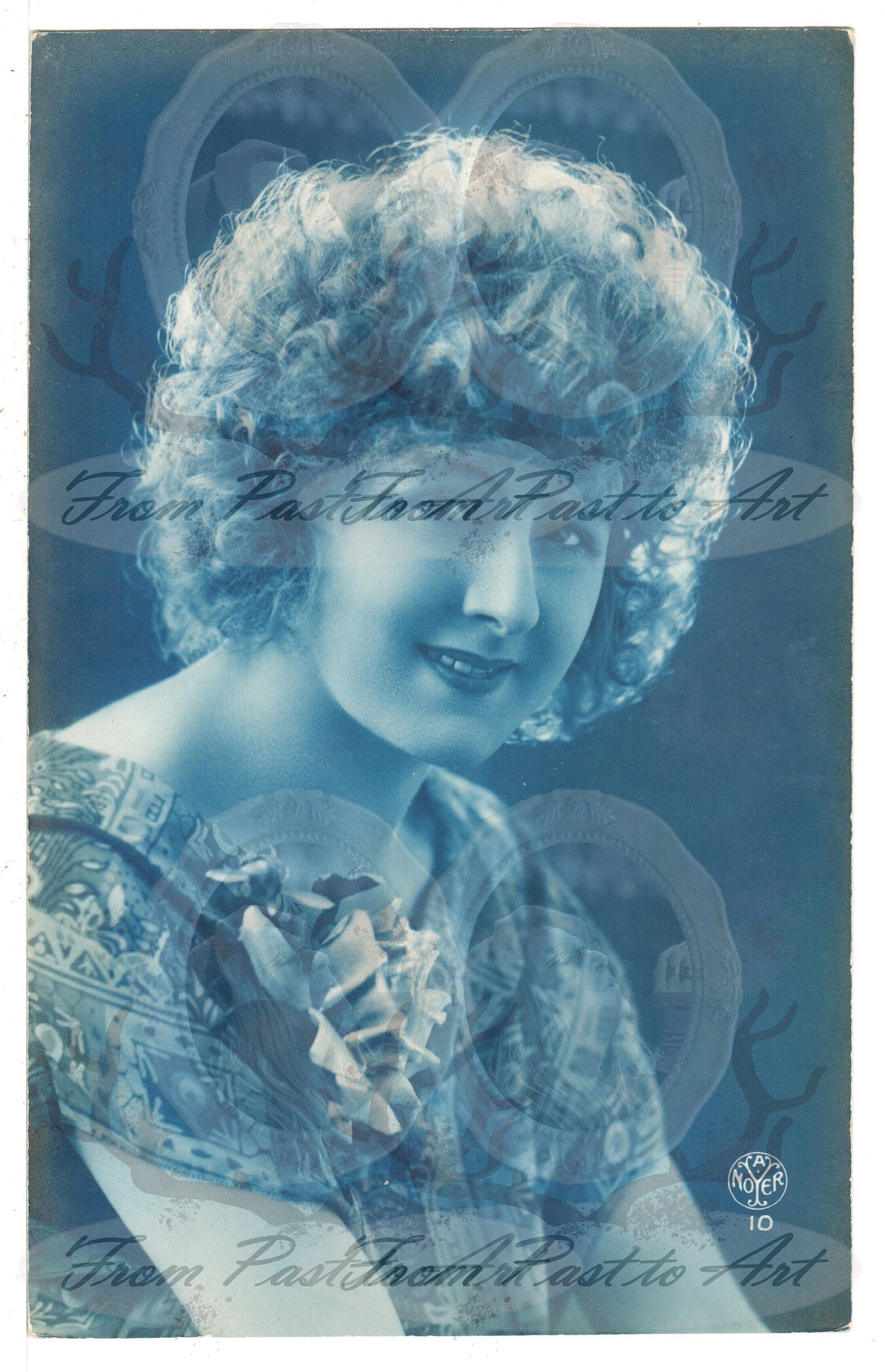 4 Authentic Vintage French Postcards - Antique - Women-Romantic-Occasions 600dpi Scans - Out of Collection of more than 400 postcards