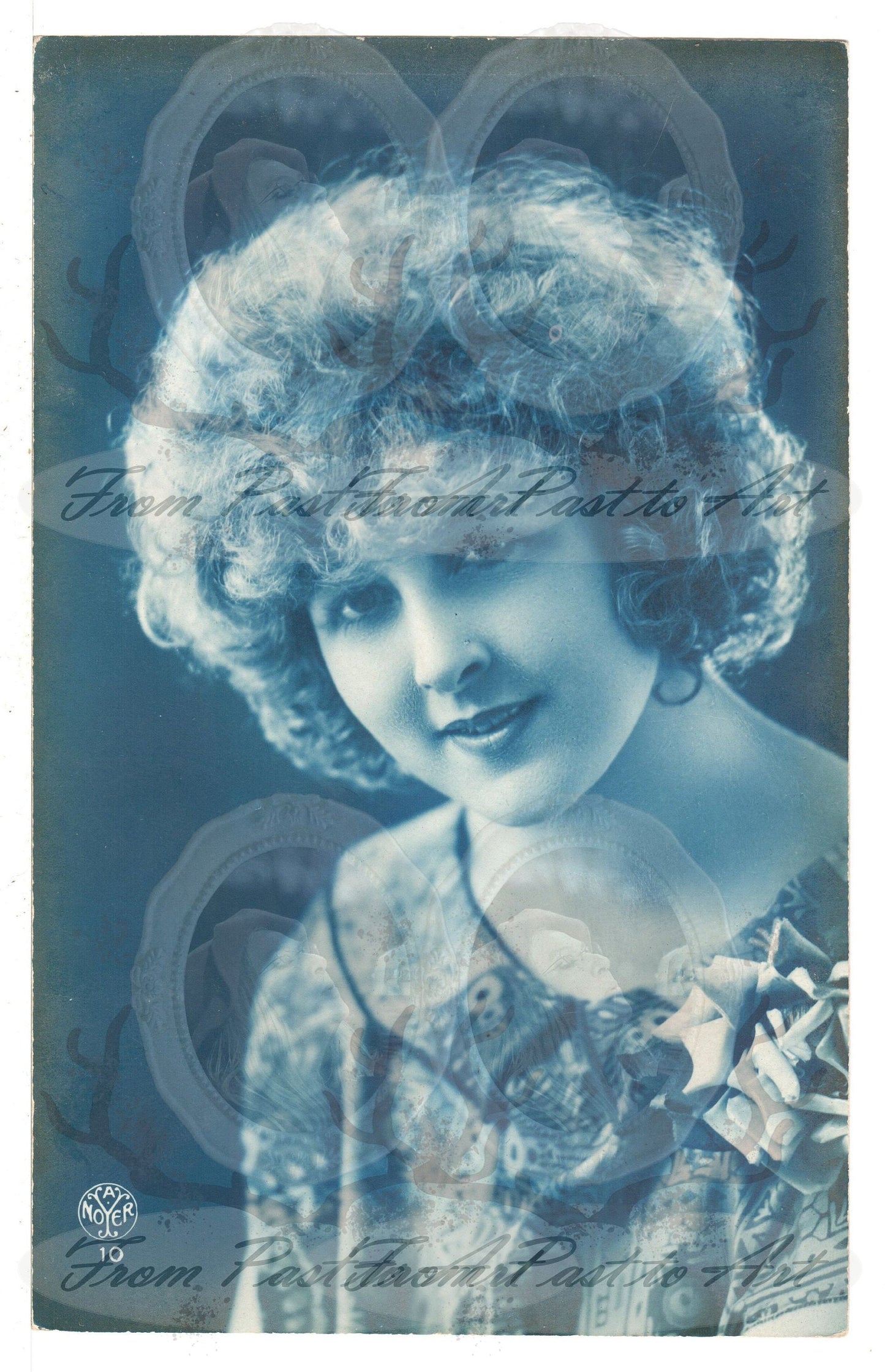 4 Authentic Vintage French Postcards - Antique - Women-Romantic-Occasions 600dpi Scans - Out of Collection of more than 400 postcards
