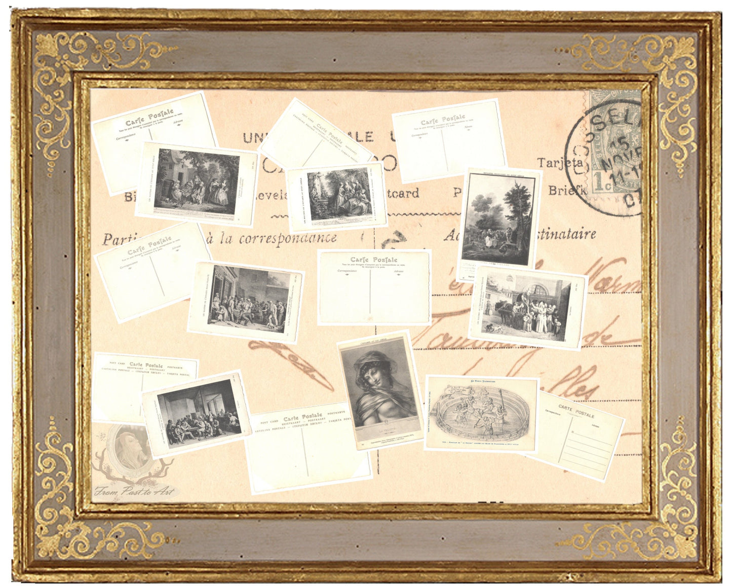 x 8 Authentic Vintage French Postcards - Unused - Les Maitres de L'estampe - 600dpi Scans - Out of Collection of more than 400 postcards