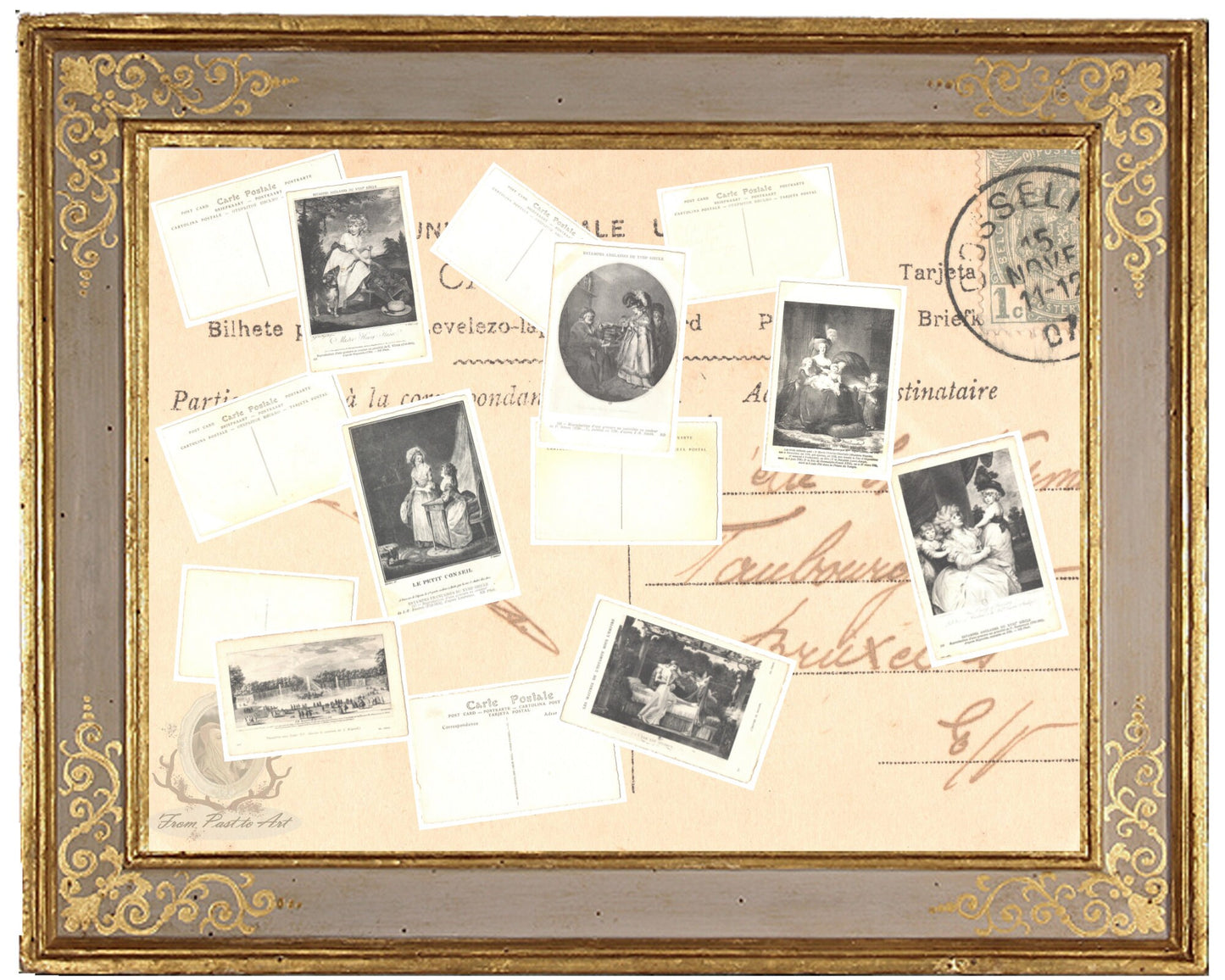 7 Authentic Vintage French Postcards - Unused - Les Maitres de L'estampe - 600dpi Scans - Out of Collection of more than 400 postcards