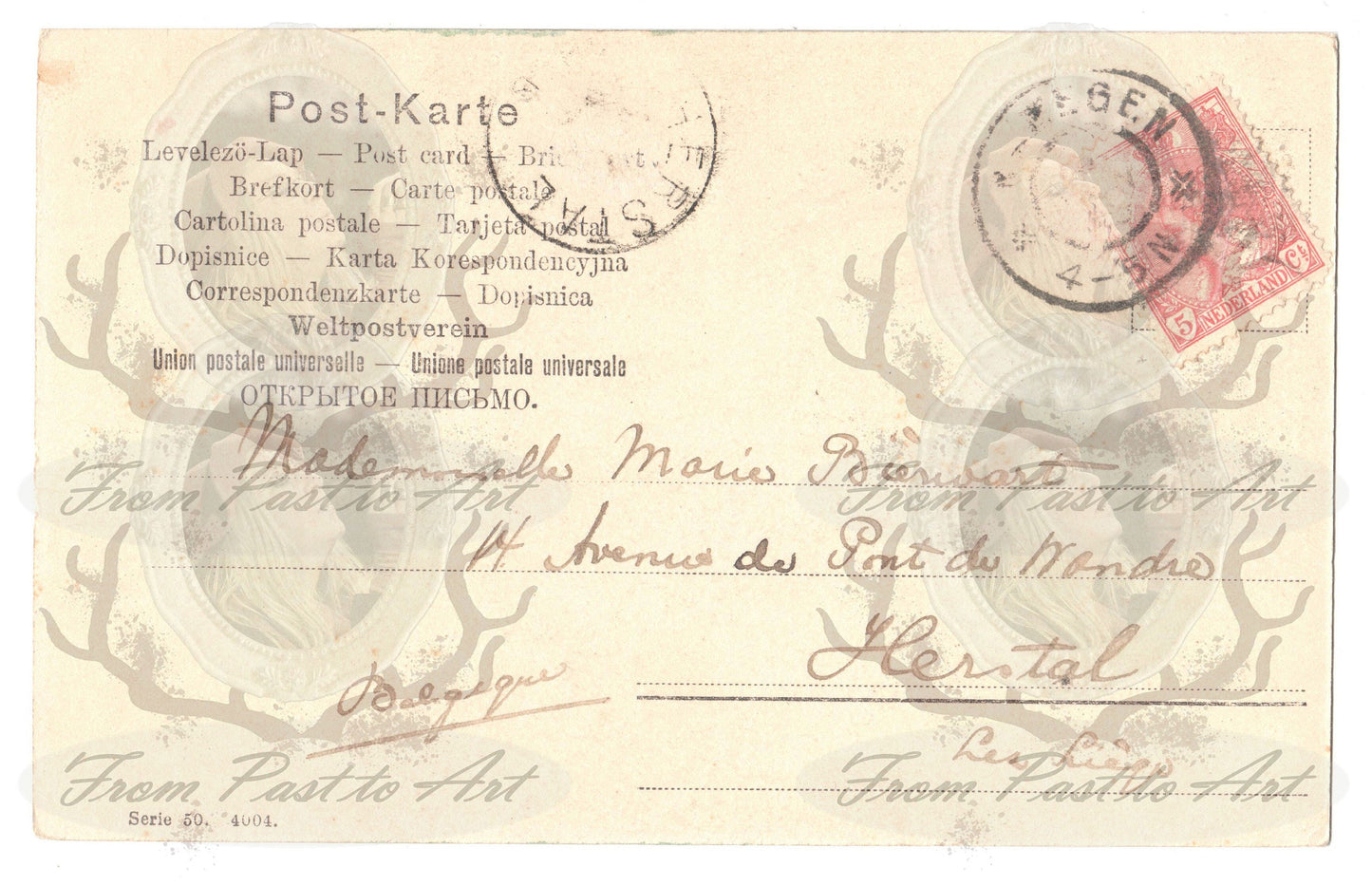 x 8 Authentic Vintage French Postcards - Handwritten Antique - Valentine Love Couples - 600dpi Scans - Out of Collection of more than 400 postcards