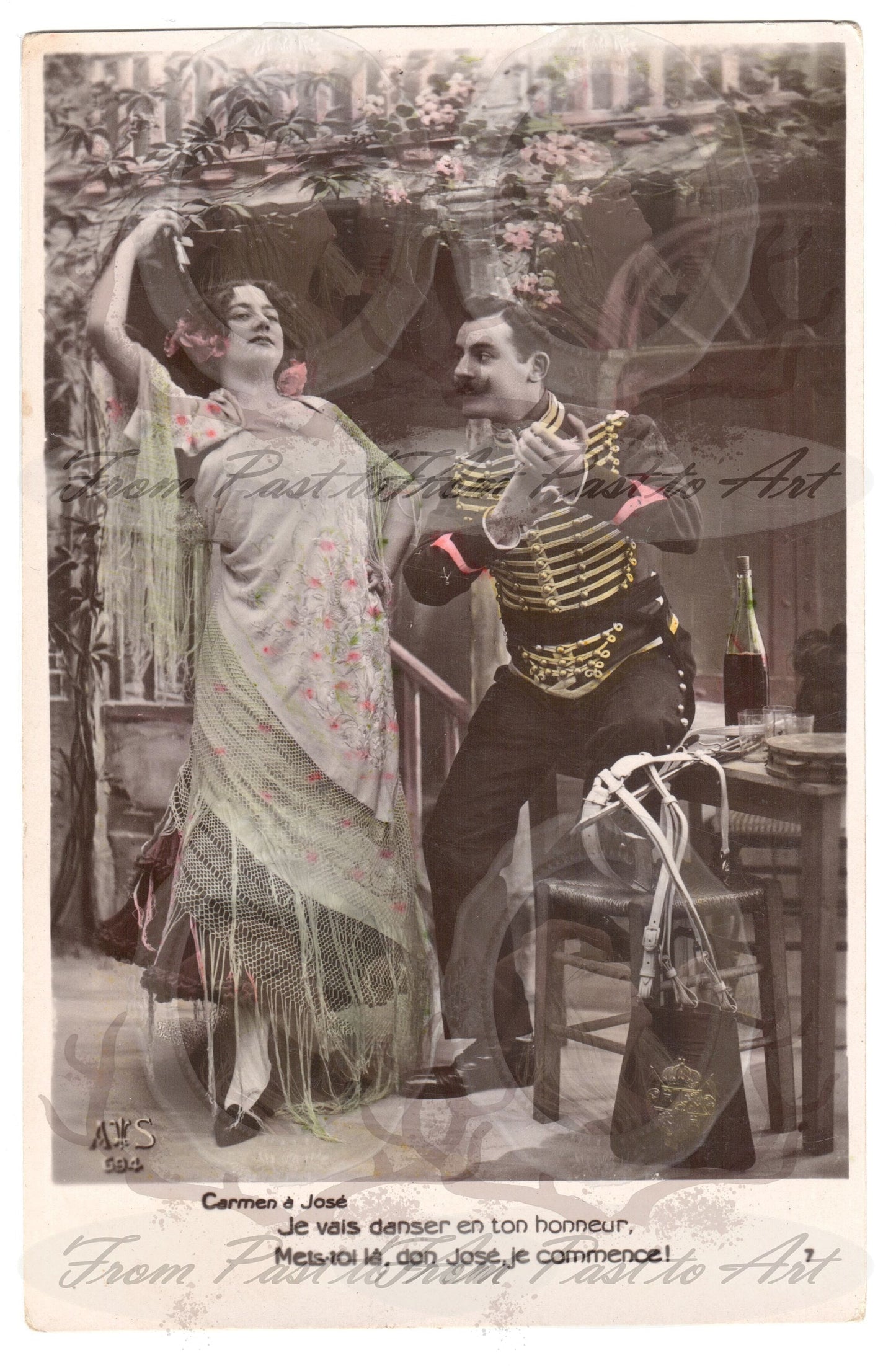 x 8 Authentic Vintage French, Spanish, Wallon Postcards - Love-Couples-Handwritten Antique - 600dpi Scans - Out of Collection of more than 400 postcards
