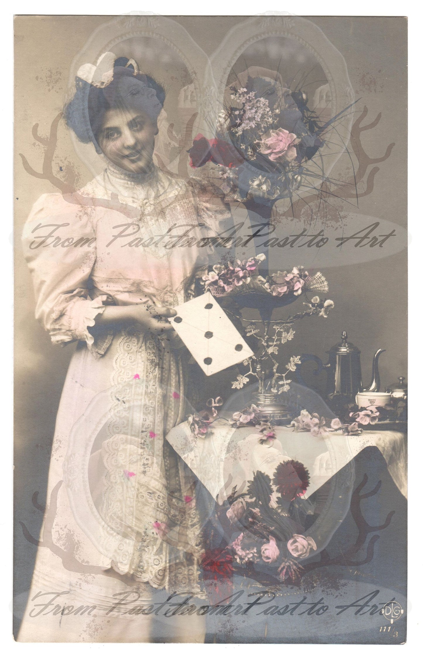 x 8 Authentic Vintage French Postcards - Handwritten Antique - Women-Romantic-Occasions 600dpi Scans - Out of Collection of more than 400 postcards