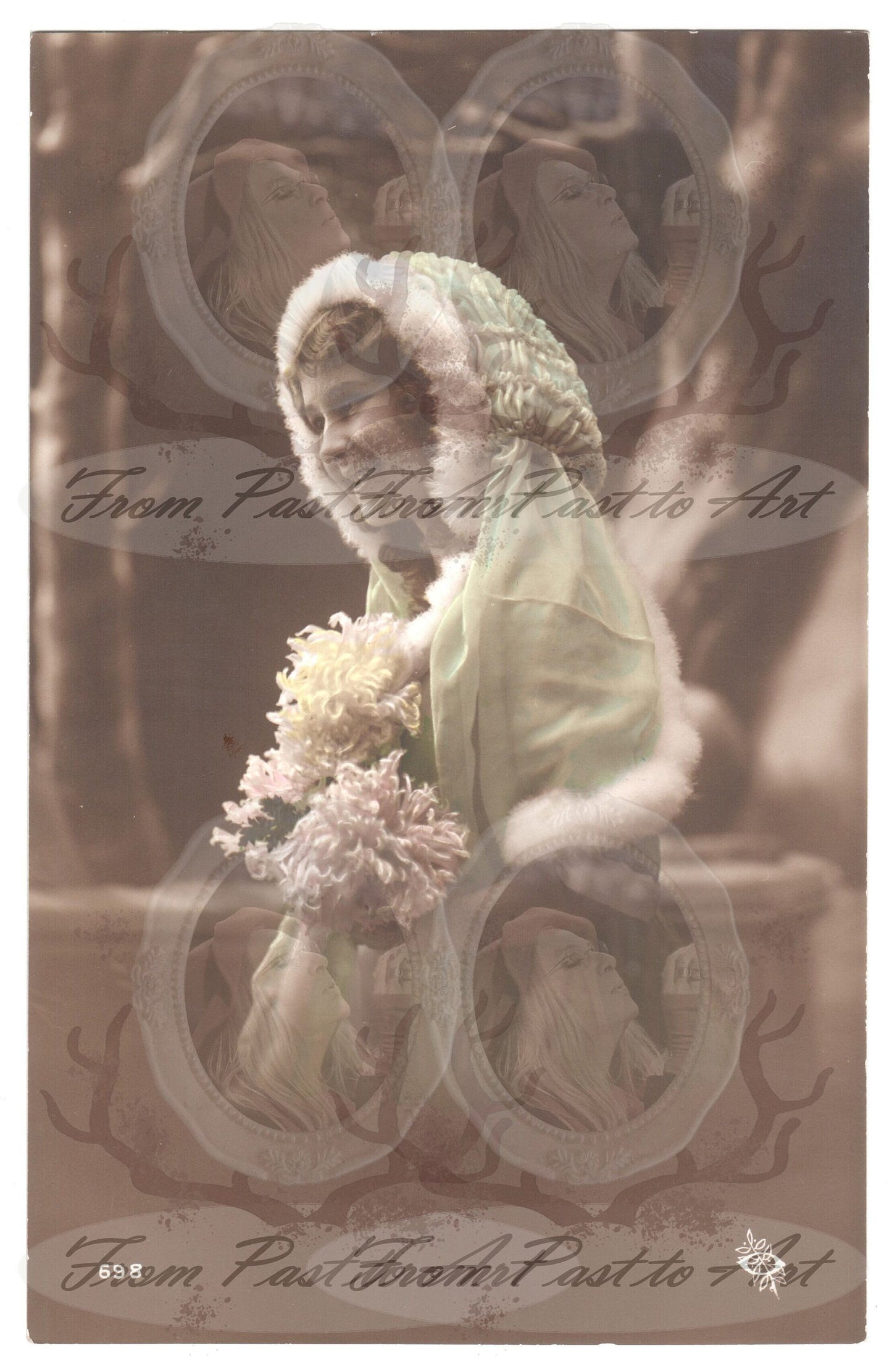 x 8 Authentic Vintage French Postcards - Handwritten Antique - Women-Romantic-Occasions 600dpi Scans - Out of Collection of more than 400 postcards
