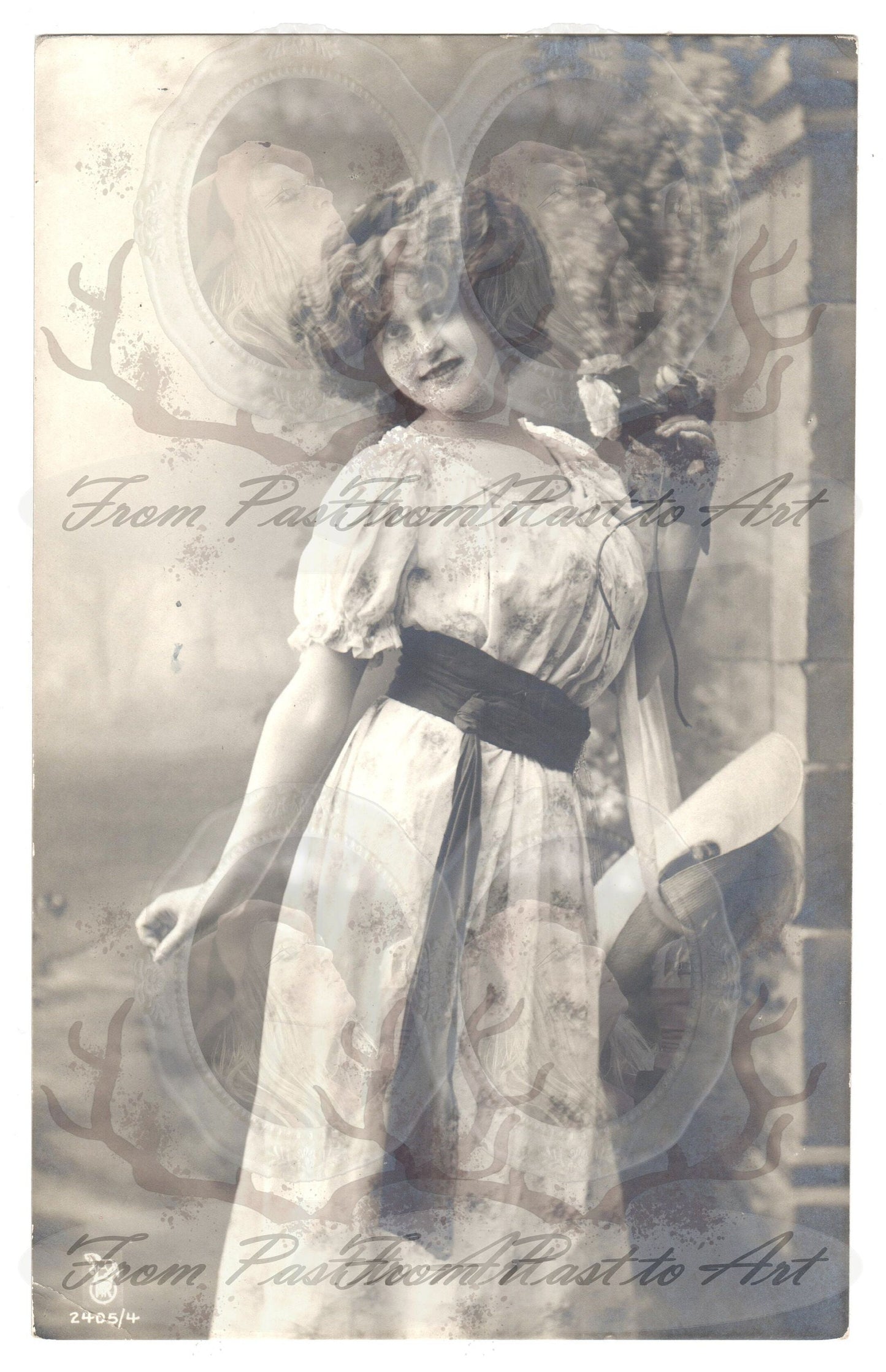 x 8 Authentic Vintage French Postcards - Handwritten Antique - Women-Romantic-Occasions 600dpi Scans - Out of Collection of more than 400 postcards
