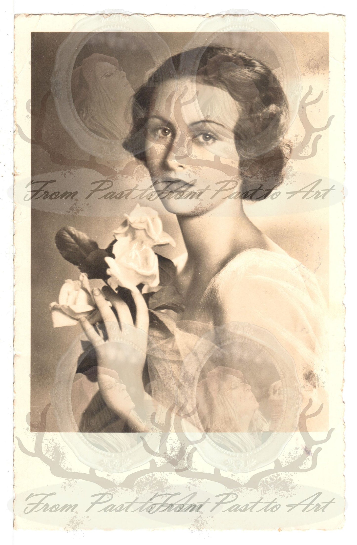 x 8 Authentic Vintage French Postcards - Handwritten Antique - Women-Romantic-Occasions 600dpi Scans - Out of Collection of more than 400 postcards