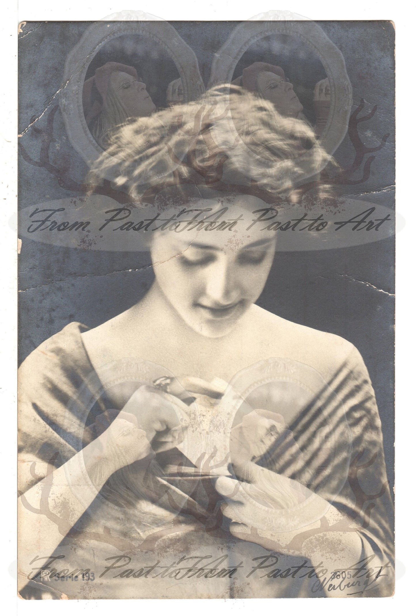 x 8 Authentic Vintage French Postcards - Handwritten Antique - Women-Romantic-Occasions 600dpi Scans - Out of Collection of more than 400 postcards