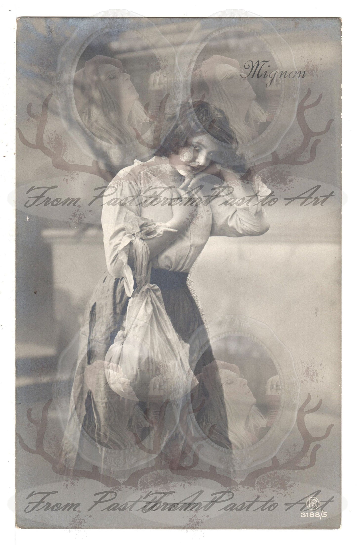 x 8 Authentic Vintage French Postcards - Handwritten Antique - Women-Romantic-Occasions 600dpi Scans - Out of Collection of more than 400 postcards