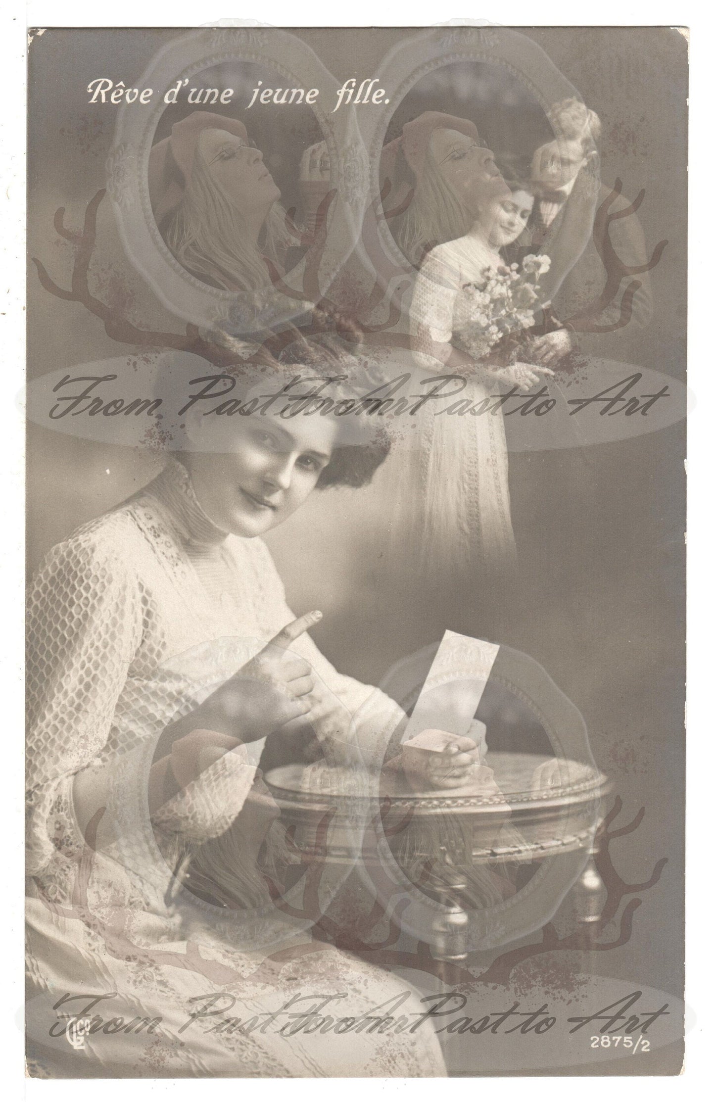 x 8 Authentic Vintage French Postcards - Handwritten Antique - Women-Romantic-Occasions 600dpi Scans - Out of Collection of more than 400 postcards