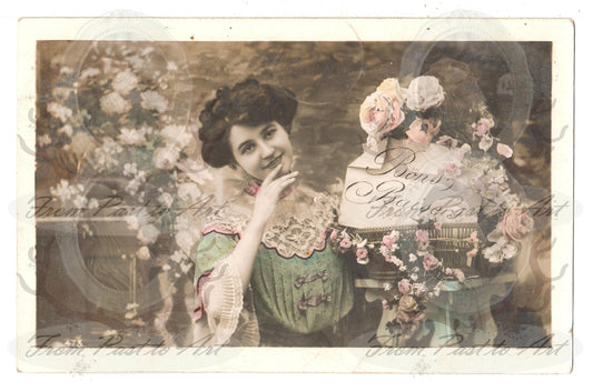 x 8 Authentic Vintage French Postcards - Handwritten Antique - Women-Romantic-Occasions 600dpi Scans - Out of Collection of more than 400 postcards