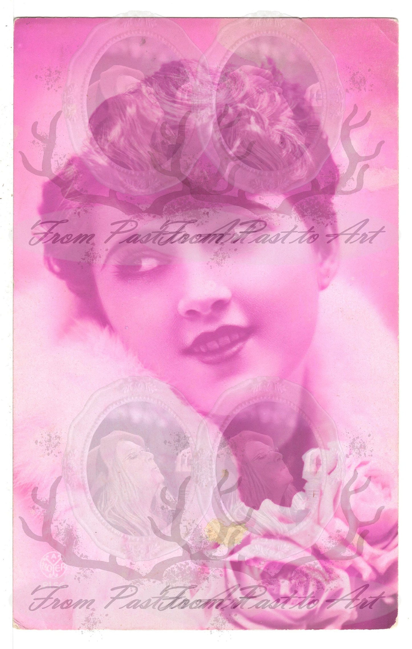 7 Authentic Vintage French Postcards - Handwritten Antique - Women-Romantic-Occasions 600dpi Scans - Out of Collection of more than 400 postcards