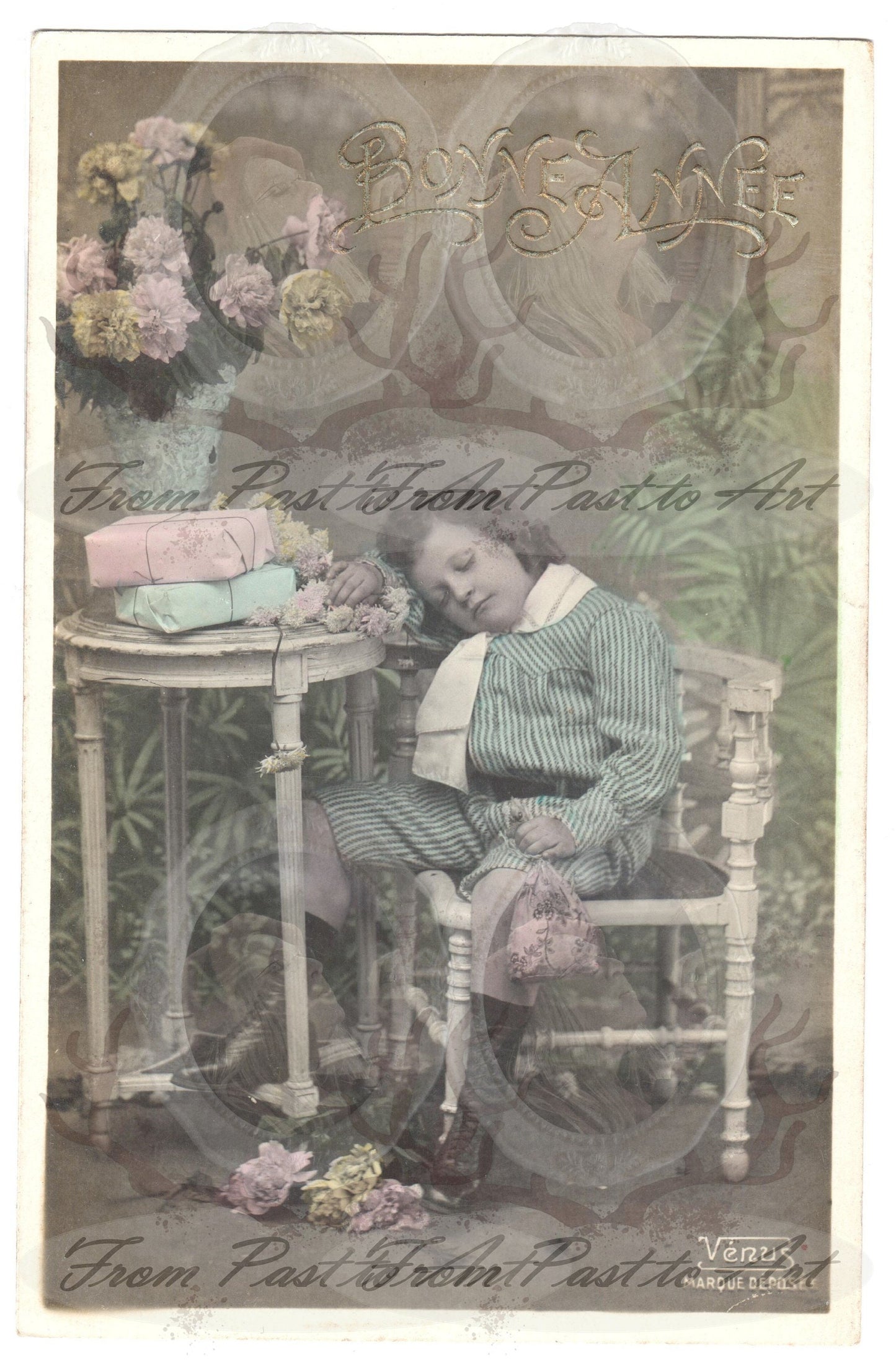 x 8 Authentic Vintage French Postcards - Handwritten Antique - New Year- Baby-Children-Occasions- 600dpi Scans - Out of Collection of more than 400 postcards