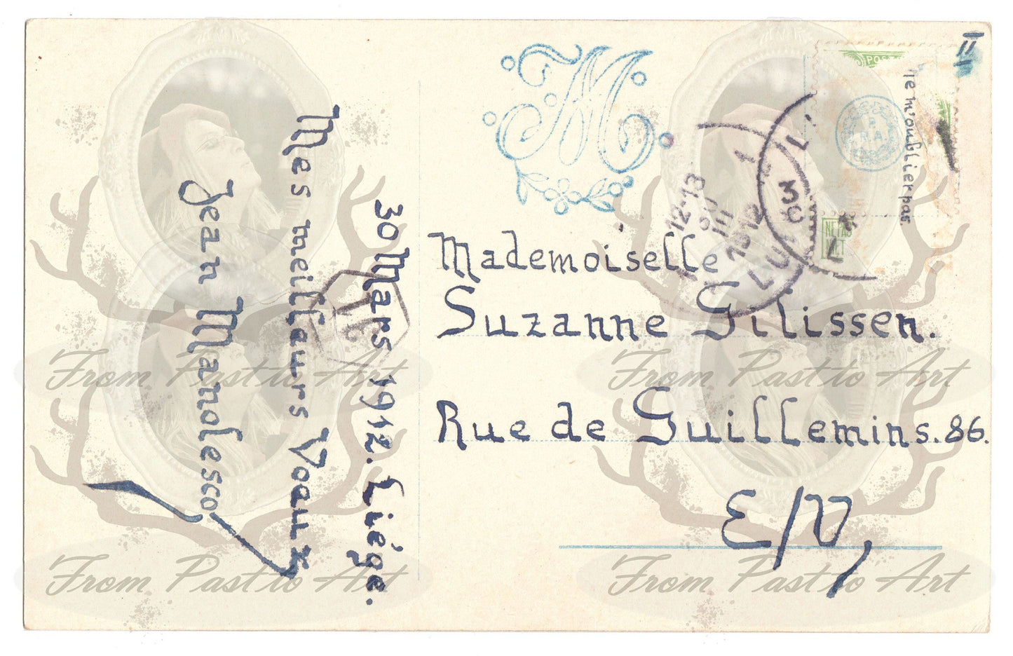 x 8 Authentic Vintage French Postcards - Handwritten Antique - New Year- Baby-Children-Occasions- 600dpi Scans - Out of Collection of more than 400 postcards