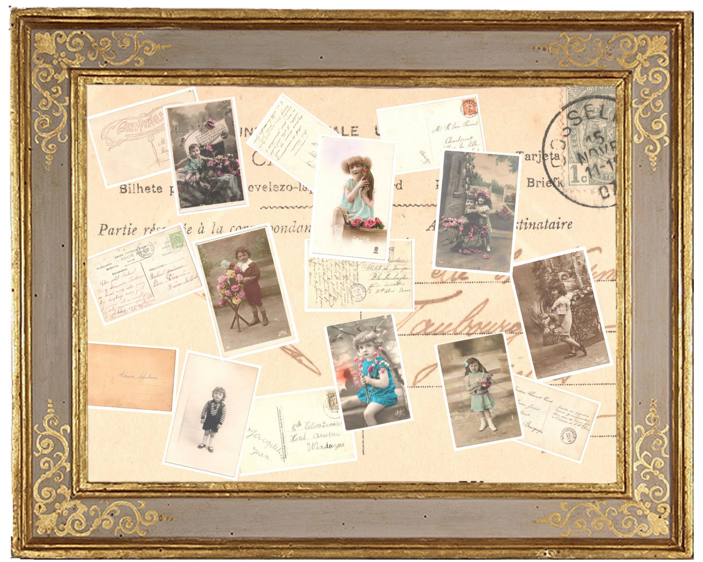 x 8 Authentic Vintage French Postcards - Handwritten Antique - Baby-Children-Occasions- 600dpi Scans - Out of Collection of more than 400 postcards