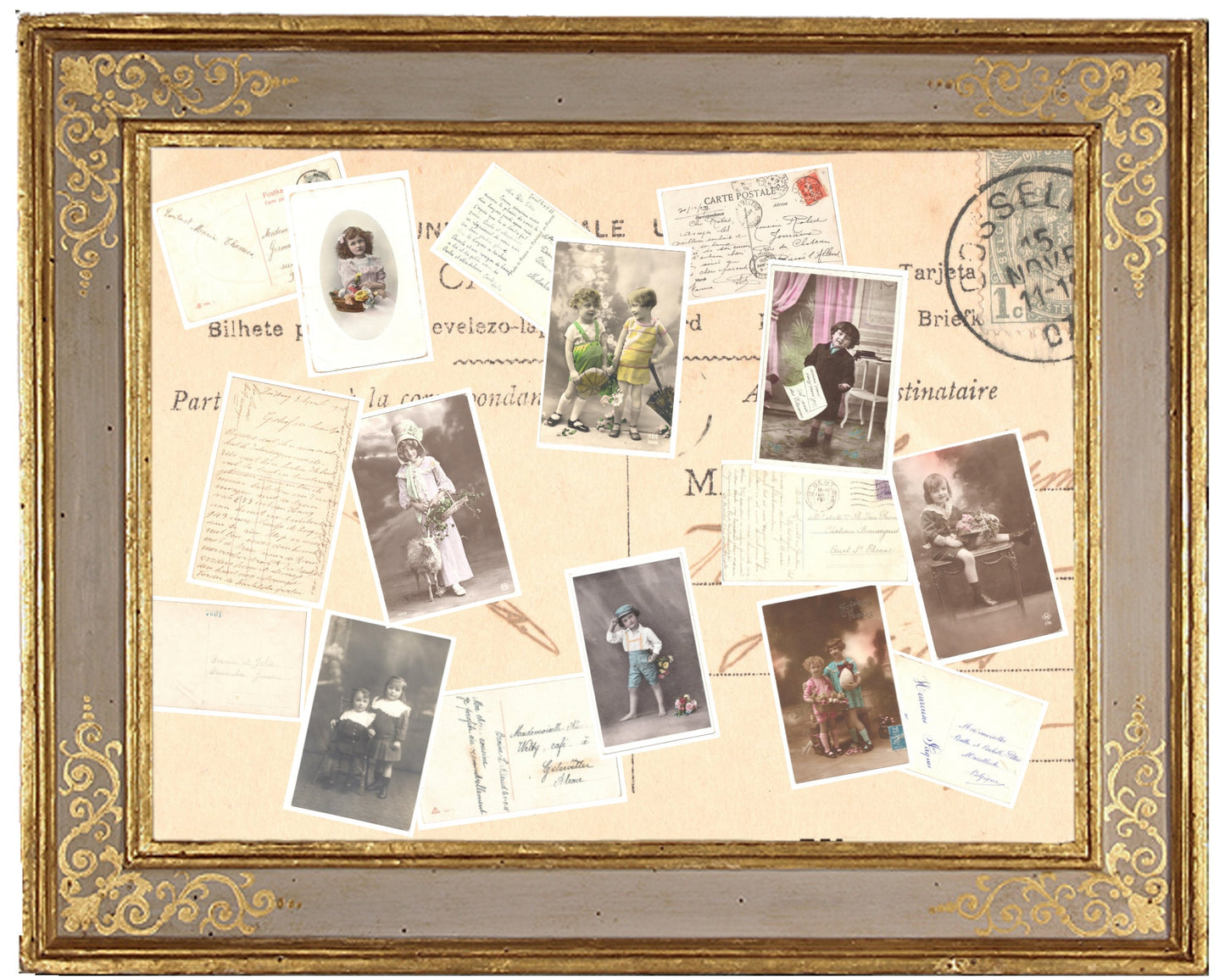x 8 Authentic Vintage French Postcards - Handwritten Antique - Baby-Children-Occasions- Easter 600dpi Scans - Out of Collection of more than 400 postcards