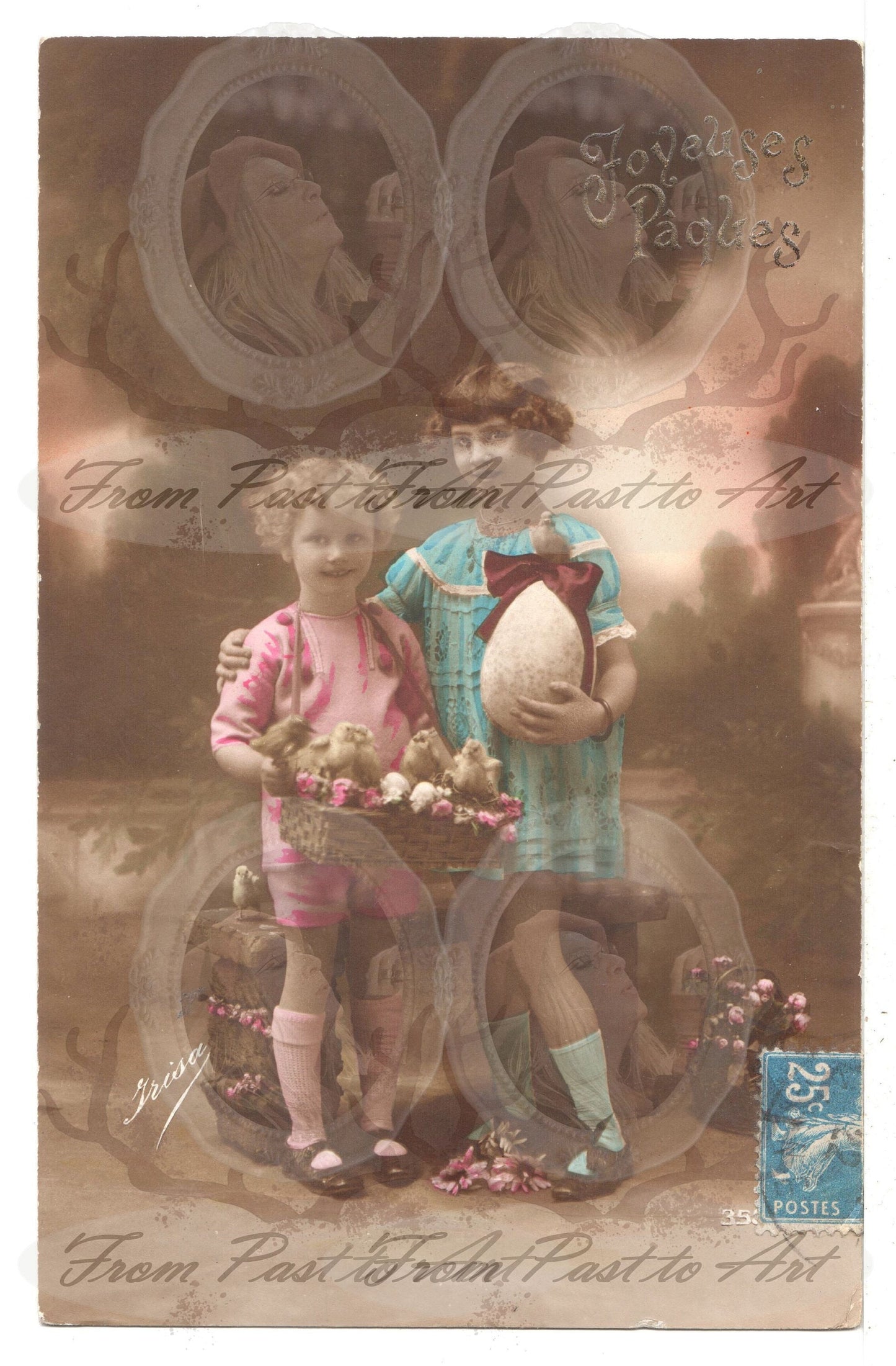 x 8 Authentic Vintage French Postcards - Handwritten Antique - Baby-Children-Occasions- Easter 600dpi Scans - Out of Collection of more than 400 postcards