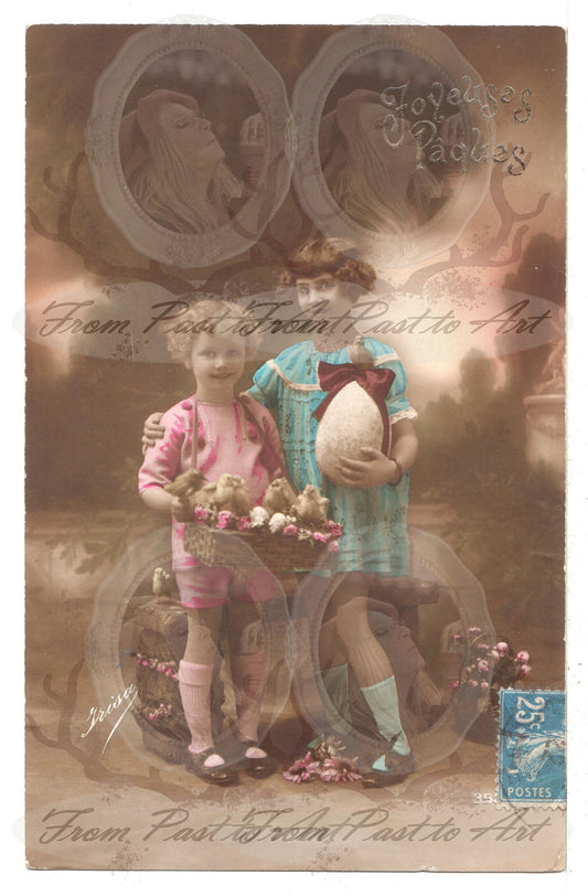 x 8 Authentic Vintage French Postcards - Handwritten Antique - Baby-Children-Occasions- Easter 600dpi Scans - Out of Collection of more than 400 postcards