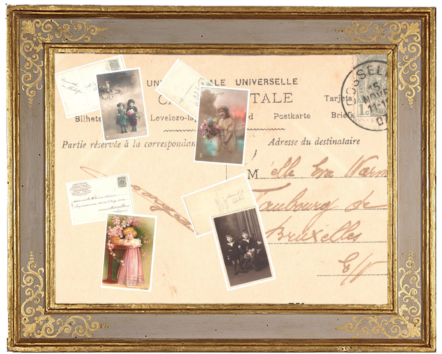 x 4 Authentic Vintage French Postcards - Handwritten Antique - Baby-Children-Occasions- Easter 600dpi Scans - Out of Collection of more than 400 postcards