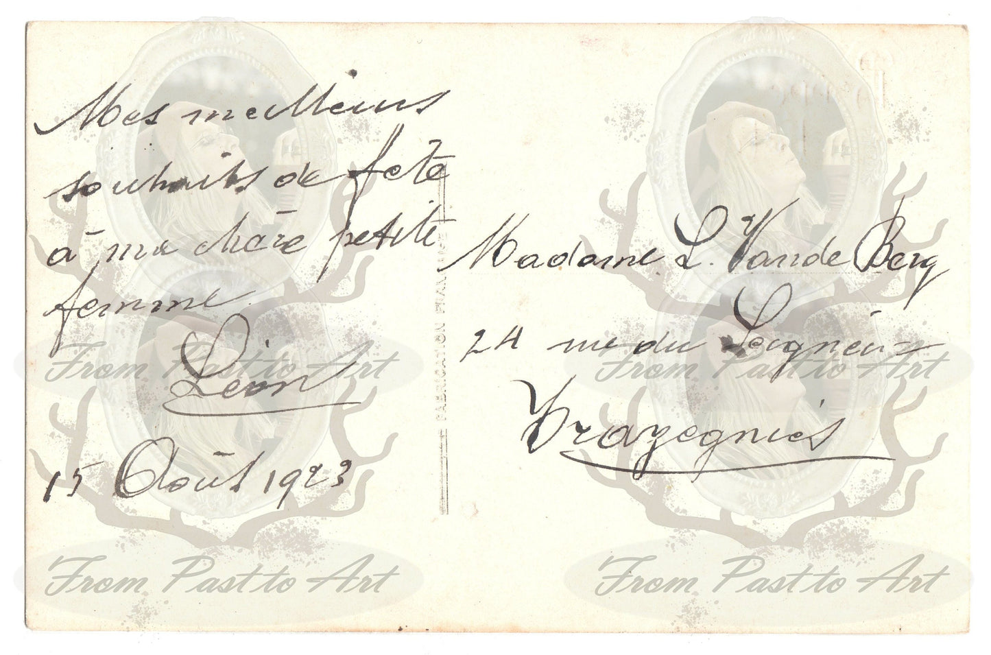 7 Authentic Vintage French Postcards - Handwritten Antique - Flowers- Roses- Occasions-Wishes - 600dpi Scans - Out of Collection of more than 400 postcards