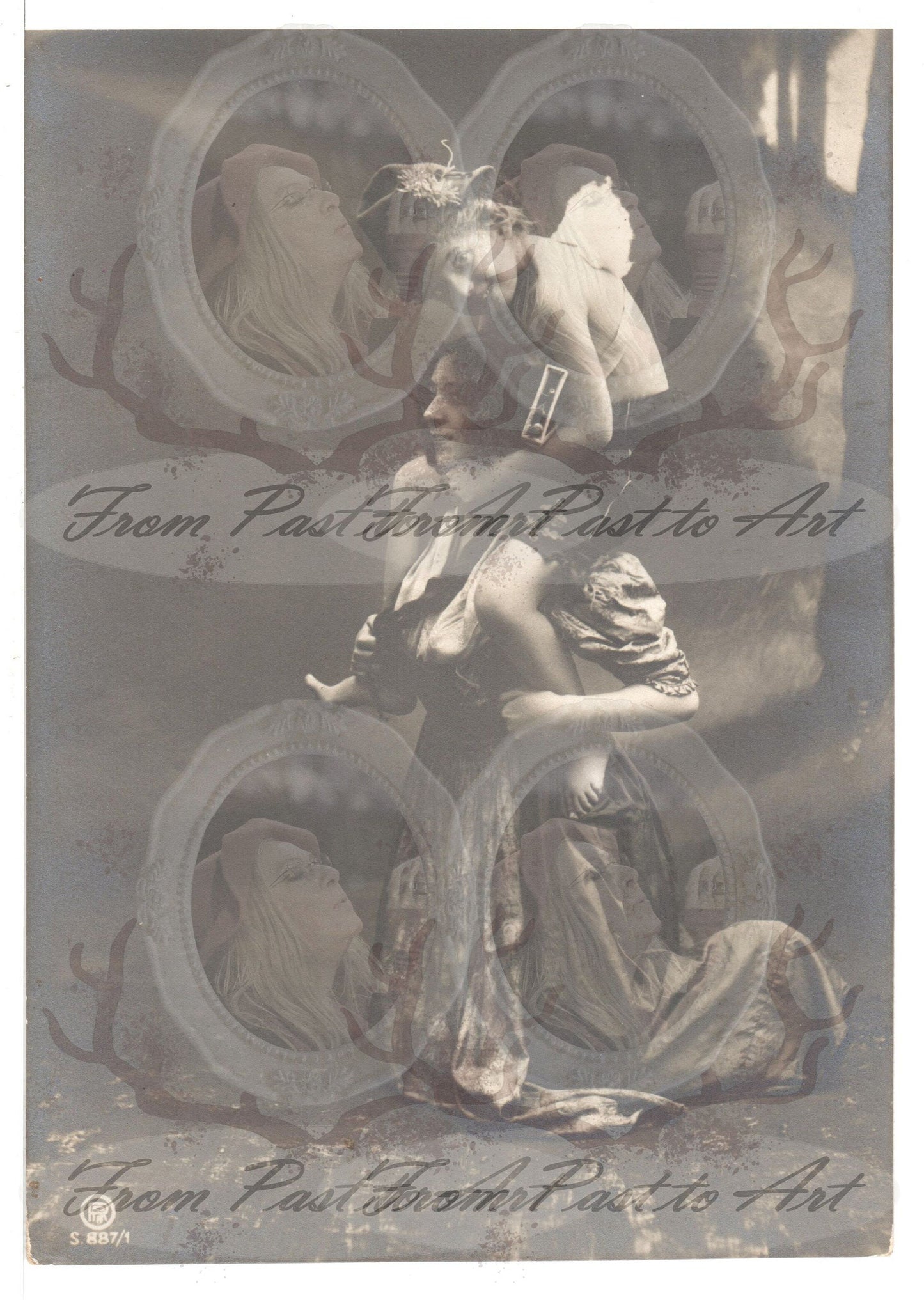 x 8 Authentic Vintage French Postcards - Handwritten Antique - Woman-Children - Edwardian-600dpi Scans - Out of Collection of more than 400 postcards