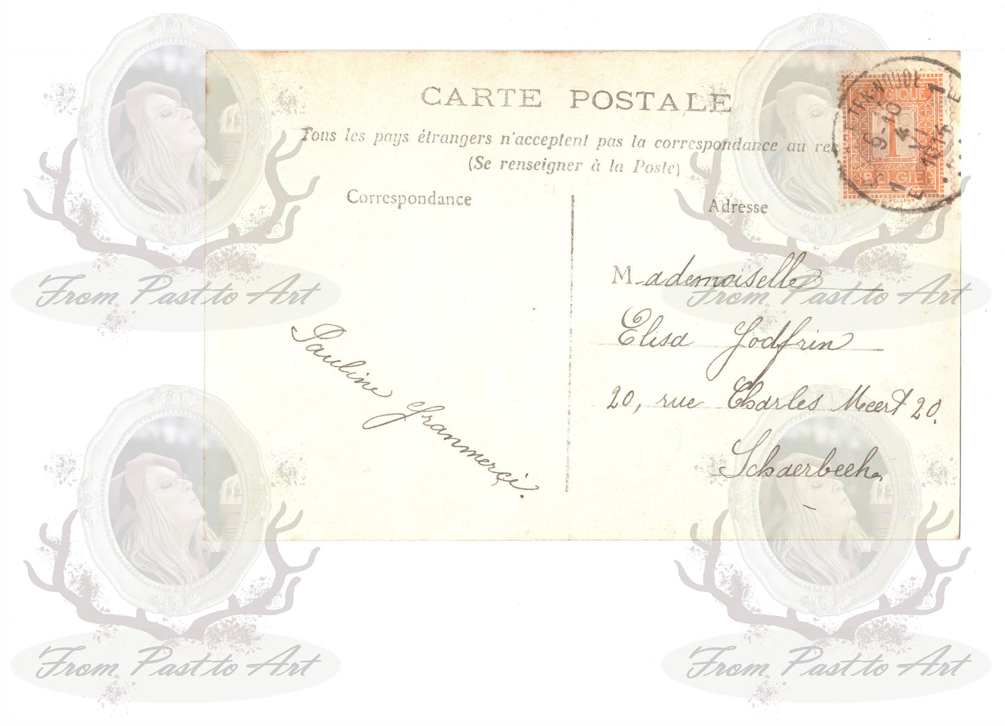 x 8 Authentic Vintage French Postcards - Handwritten Antique - Woman-Children - Edwardian-600dpi Scans - Out of Collection of more than 400 postcards