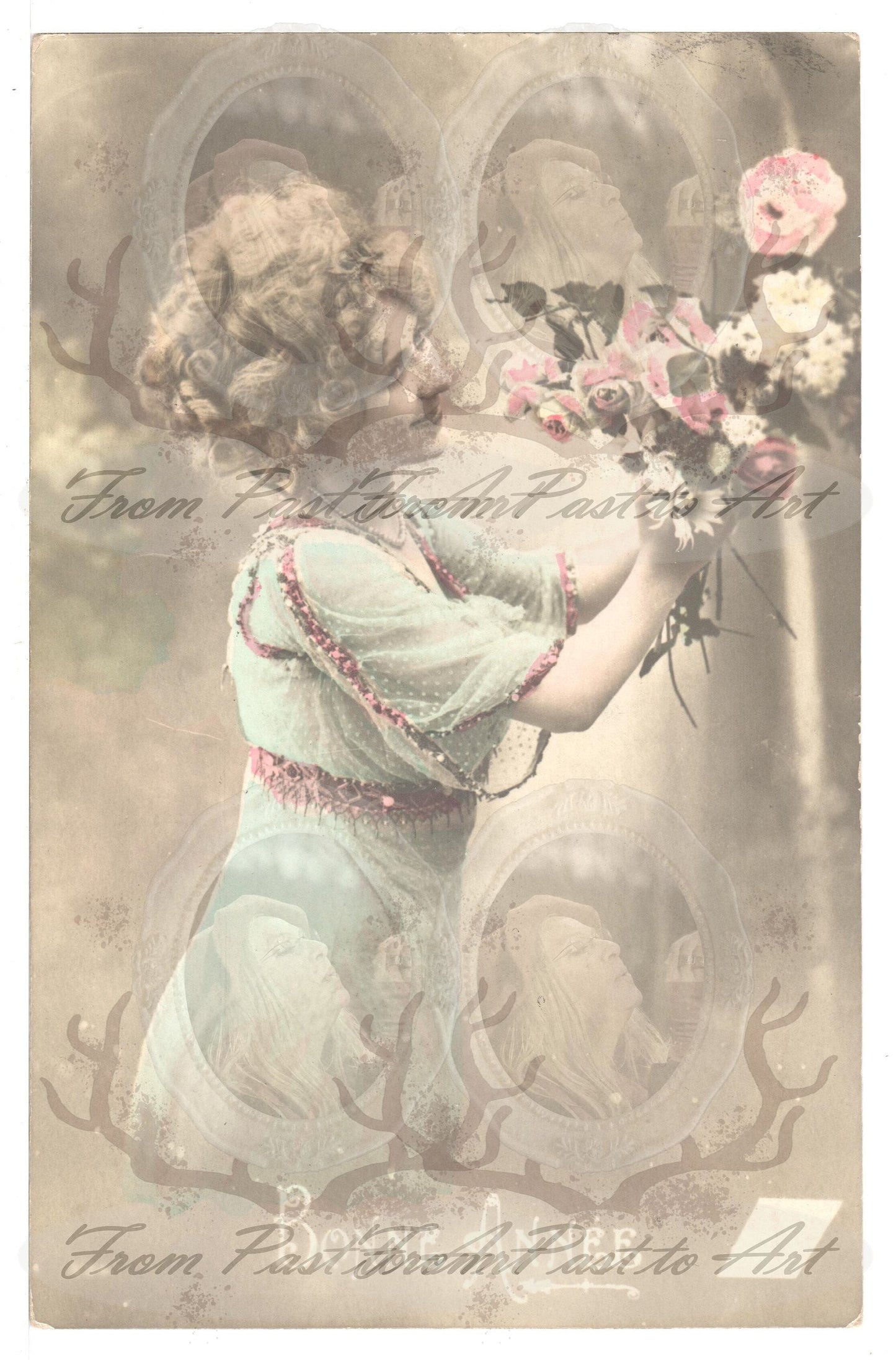 x 8 Authentic Vintage French Postcards - Handwritten Antique - Happy New Year- Holidays - Greetings- Children-600dpi Scans - Out of Collection of more than 400 postcards