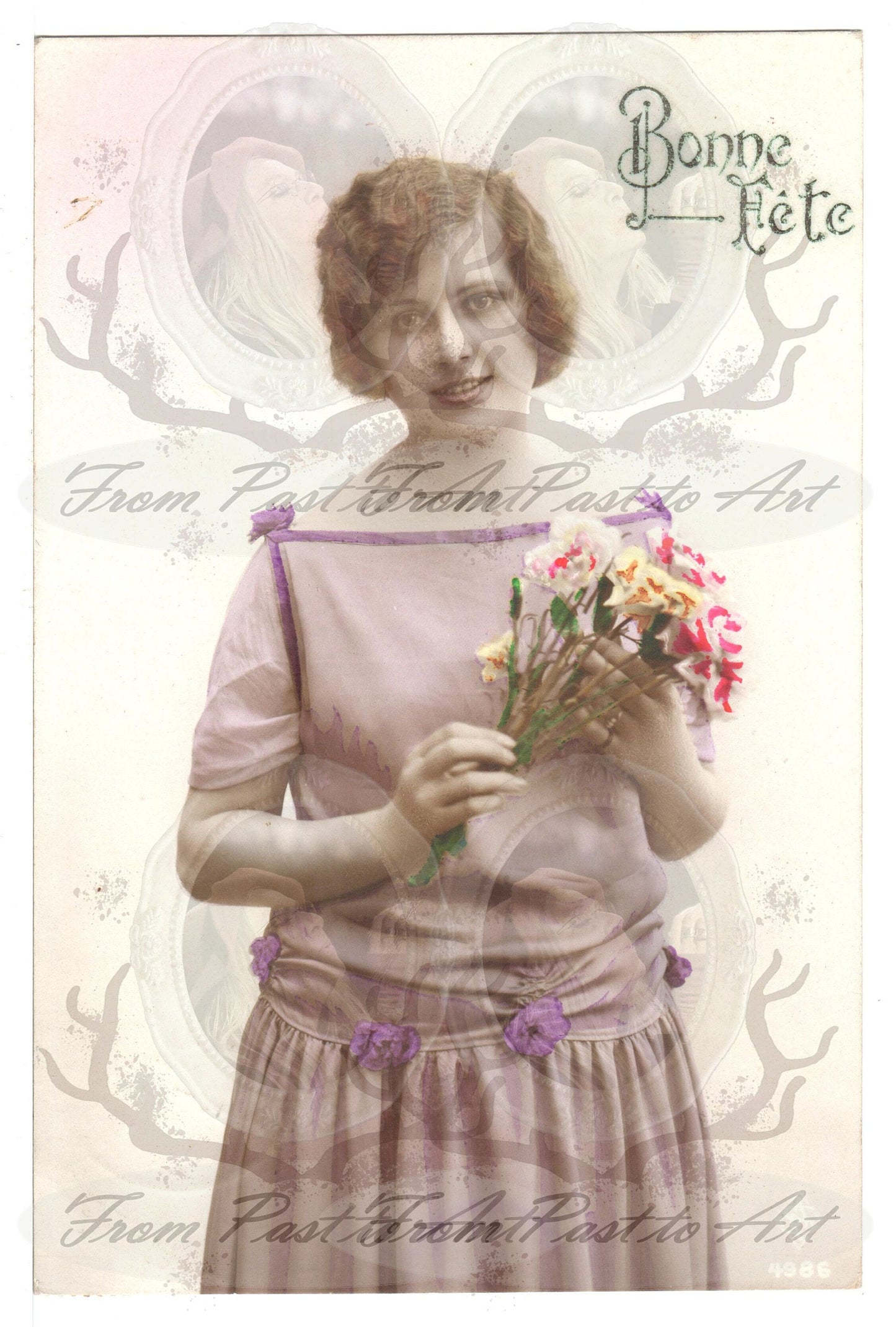 x 8 Authentic Vintage French Postcards - Handwritten Antique - Happy New Year- Holidays - Greetings- Children-600dpi Scans - Out of Collection of more than 400 postcards