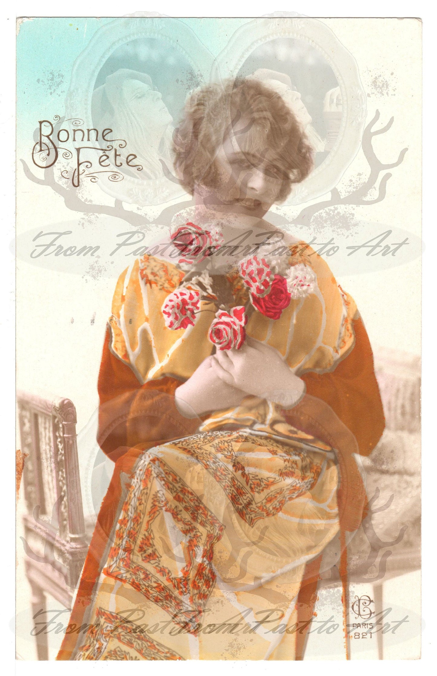 x 8 Authentic Vintage French Postcards - Handwritten Antique - Happy New Year- Holidays - Greetings- Children-600dpi Scans - Out of Collection of more than 400 postcards