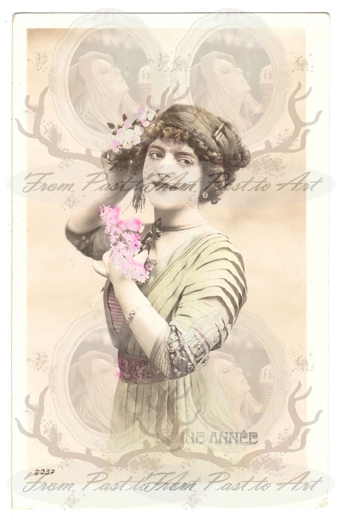 x 8 Authentic Vintage French Postcards - Handwritten Antique - Happy New Year- Holidays - Greetings- Children-600dpi Scans - Out of Collection of more than 400 postcards